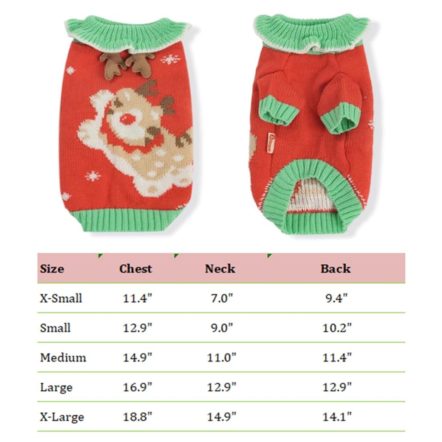 Anelekor Christmas Dog Outfit Red Puppy Sweater for Small Dog Girl Elk Cat Knitwear with Antlers Reindeer Knitted Pet Clothes for Kitten Chihuahua Yorkie Toy Poodle XXS (Elk, Small)
