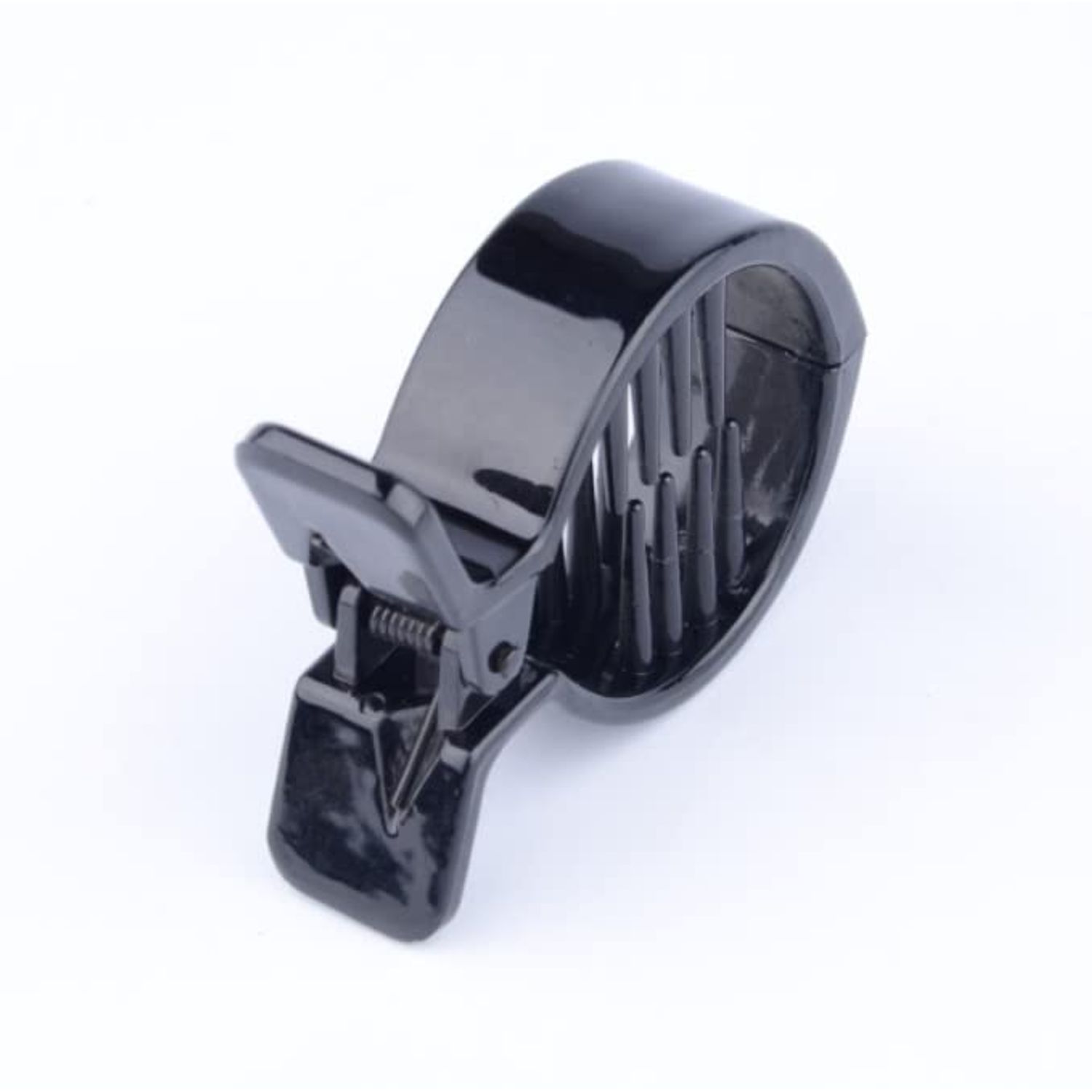 Duehut 2 PCS Hair Jaw Clips, Round Inner Toothed Hair Clip Fish Tail Clip Large Fish Hair Claw Clips Ponytail Holder Ponytail Holder Strong Tension Hair Claw for Women Ladies (Black)