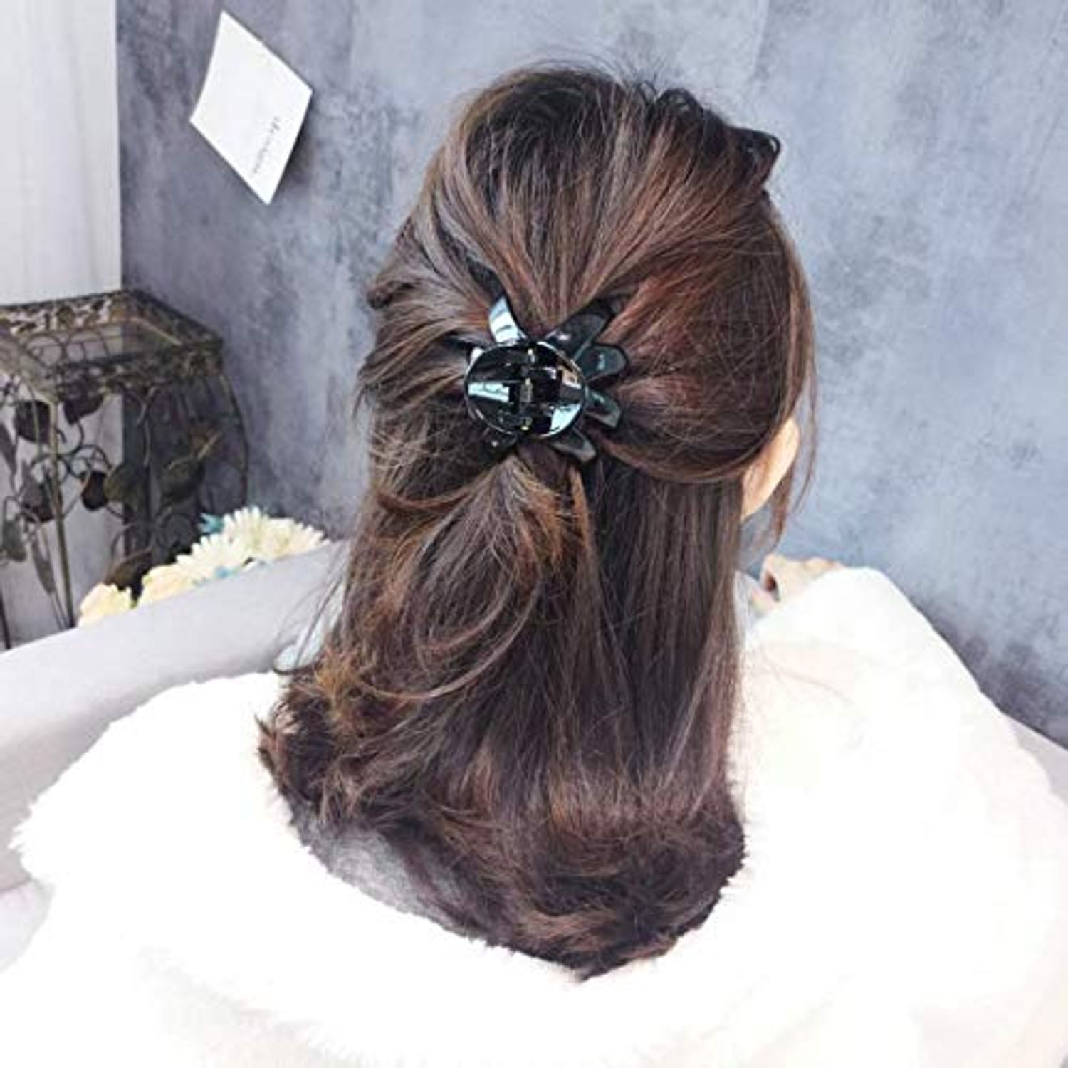 Aeyistry 2 Pcs Big Hair Claw Clips for Women and Girls,Non Slip Octopus Claws Headdress Classic Plastic Spider Claw Hair Clips for Thick Hair (Black,Brown)