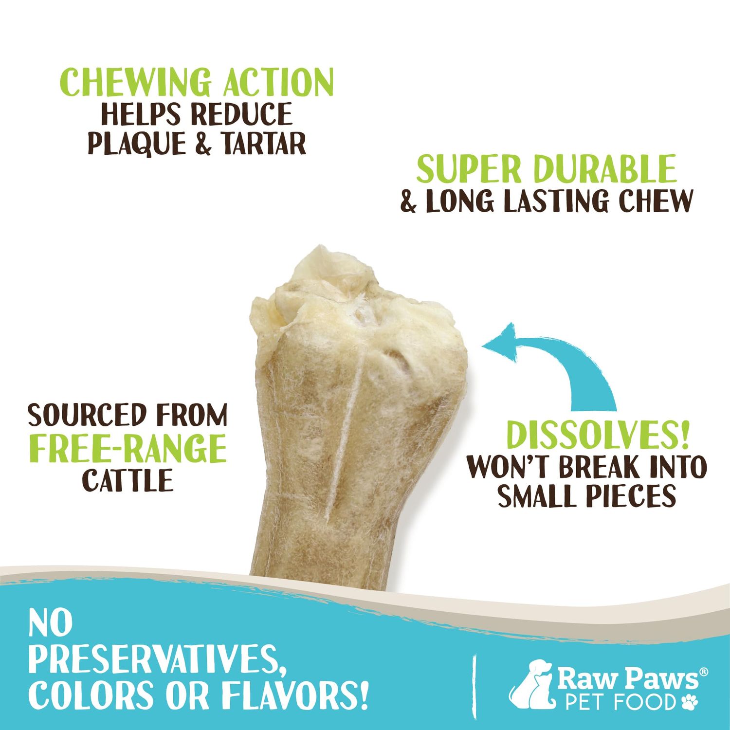Raw Paws Compressed Rawhide Bones for Dogs, 8-inch, 2-Count - Packed in USA - Long Lasting Dog Chews - Natural Pressed Rawhides - Rawhide Bones for Large Dogs - Raw Hide Bones for Aggressive Chewers