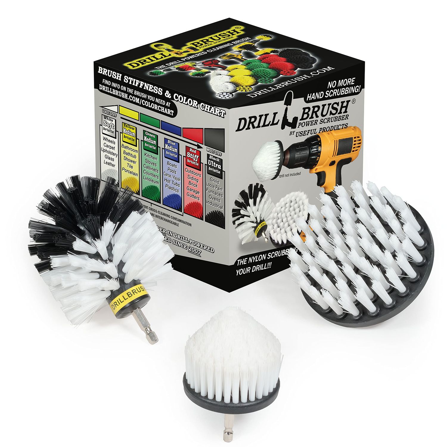 Drill Brush Power Scrubber by Useful Products - Carpet Cleaner - Carpet Shampooer Machine - Car Detailing Kit - Glass Cleaner - Window Cleaner - Pet Hair Remover - Car Cleaning - Soft Scrub Brush