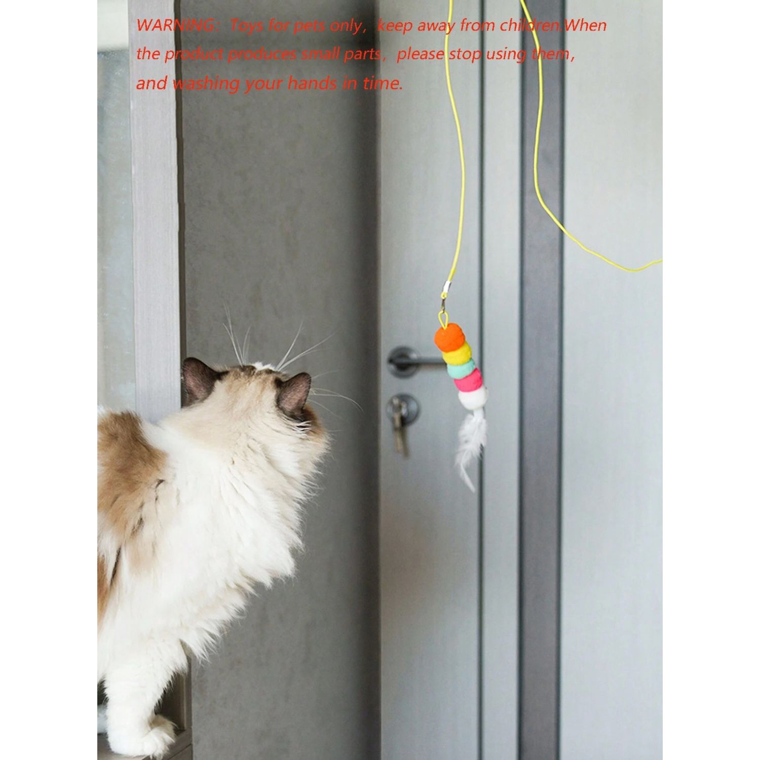 1pc Pet Cat Teaser Wand With Feathers & Fun Kitten Toy