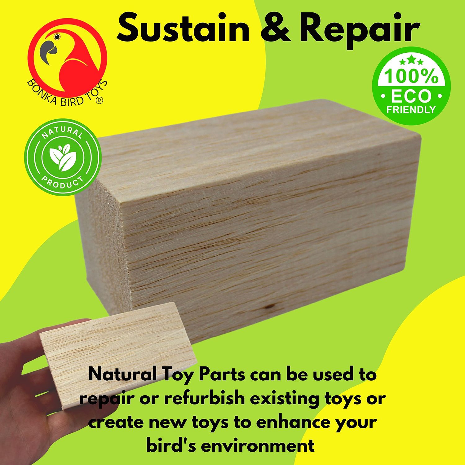 Bonka Bird Toys 2088 Balsa Brick Parrot Foot Craft Talon Cage Part Toy Conure Macaw
