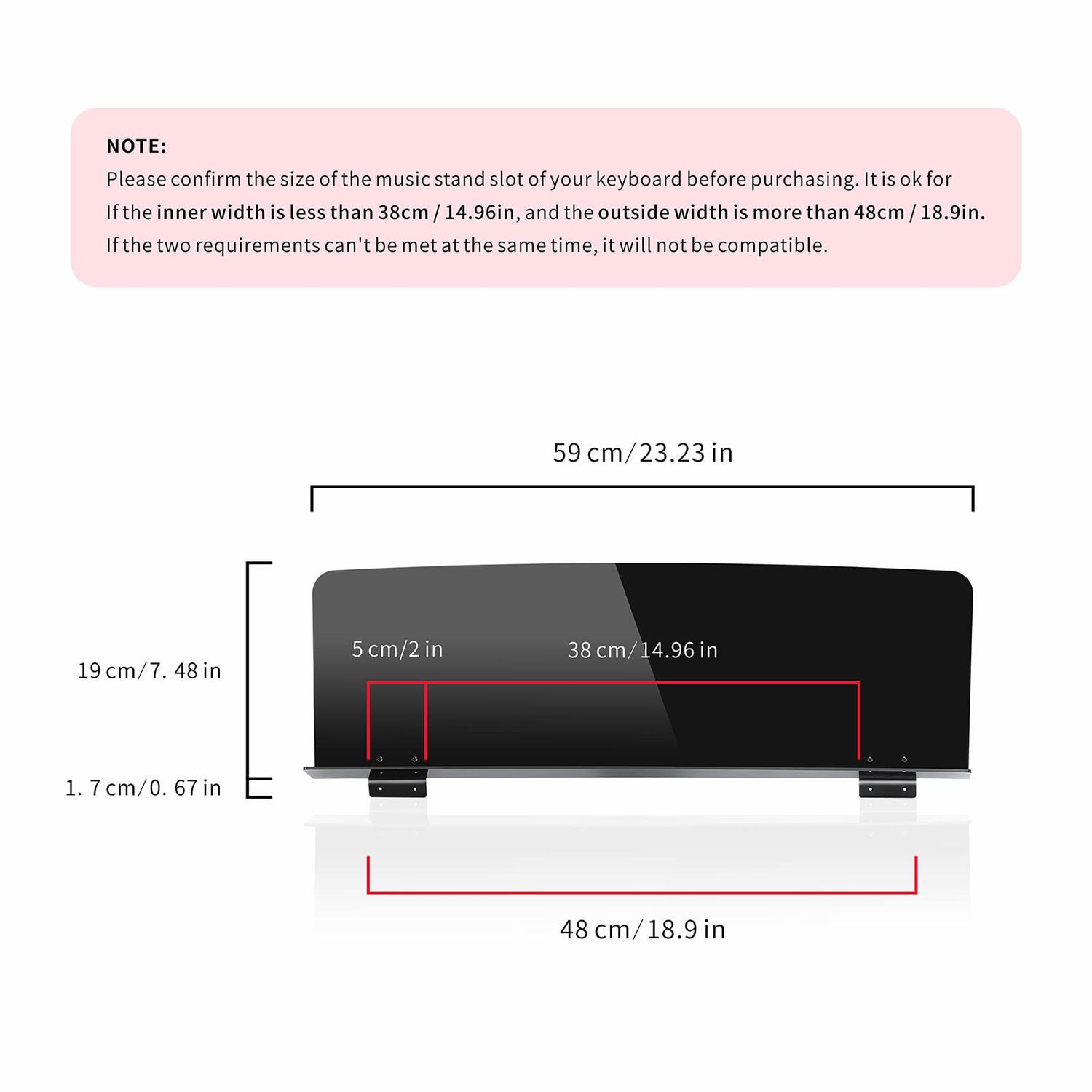 Sheet music stand compatible for Casio Roland Yamaha P35 P45 P48 P105 P115 P121 P125 P128 KB/PSR/PSR-E/PSR-S/YPT/EW/NP/KBP/DGX series electronic digital keyboard piano (Black)