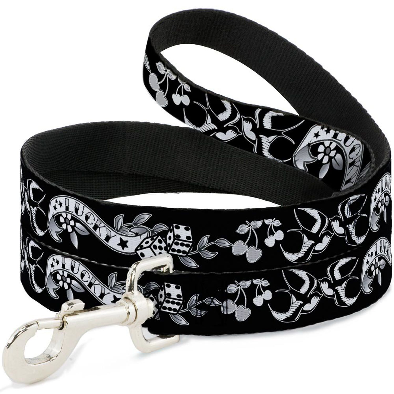 Buckle-Down Pet Leash - Lucky Black/White - 4 Feet Long - 1/2" Wide