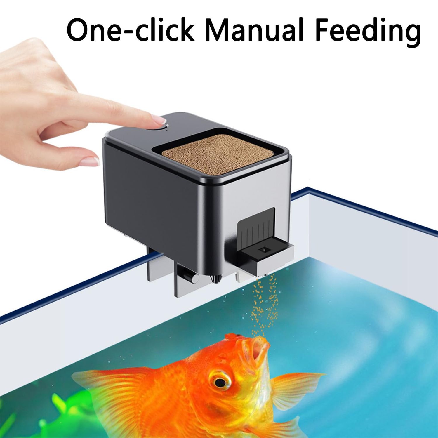 GEZIEKID Bluetooth Automatic Fish Feeder for Aquarium, Food Dispenser for Fish Tank with App Control, USB and Rechargeable Battery Powered, Suitable for Small Fish Tank Pelleted Food, Black