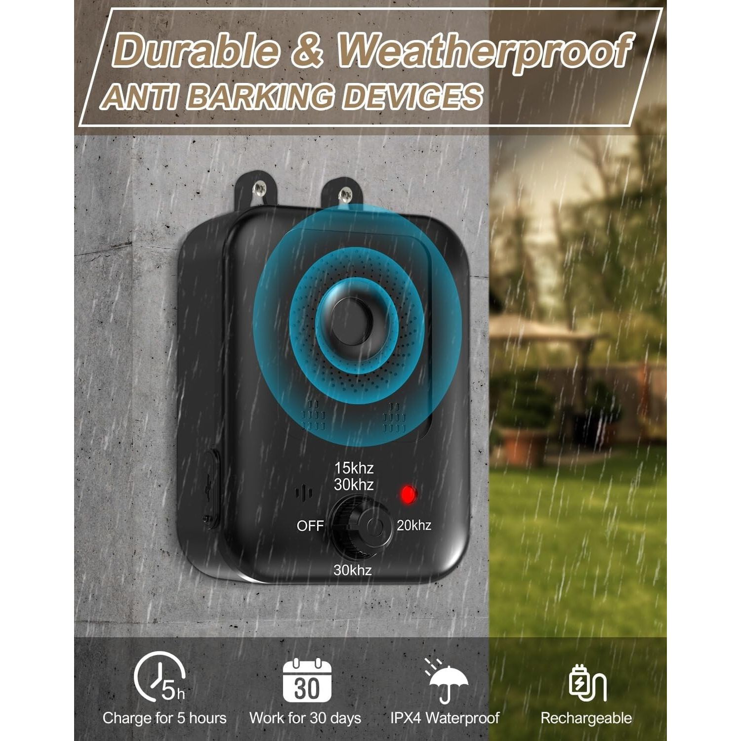 Anti Barking Devices, 2 Pack Auto Dog Bark Control Devices with 3 Modes, Recharg