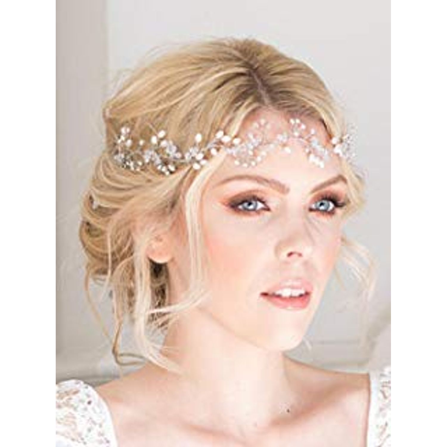 FXmimior Bridal Hair Accessories Crystal Headband Hair Vine Diadem Evening Hair Piece Headpiece Customised Long Piece Wedding Headpiece (silver)
