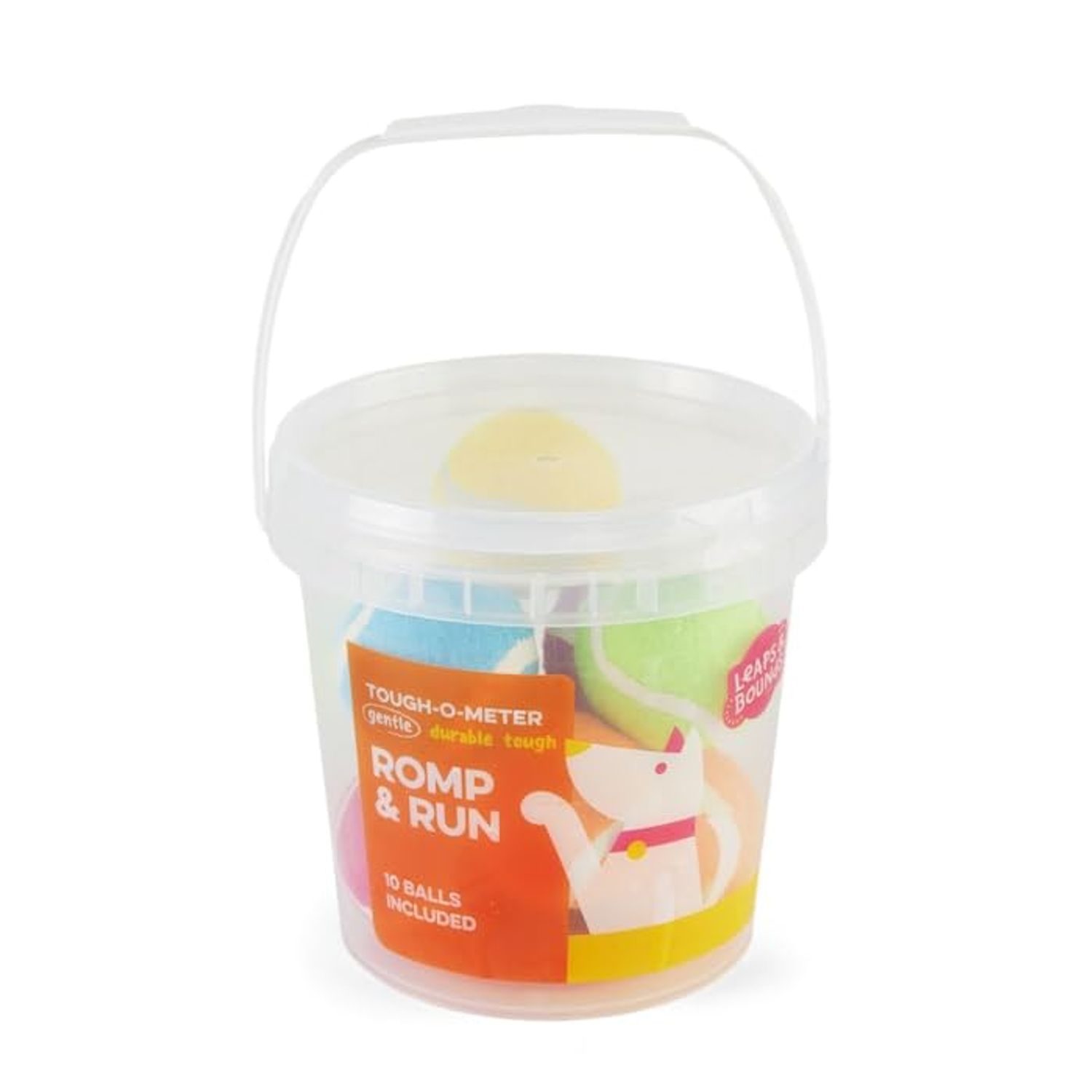 Leaps & Bounds Tennis Balls in Bucket Dog Toy, Medium, Pack of 10