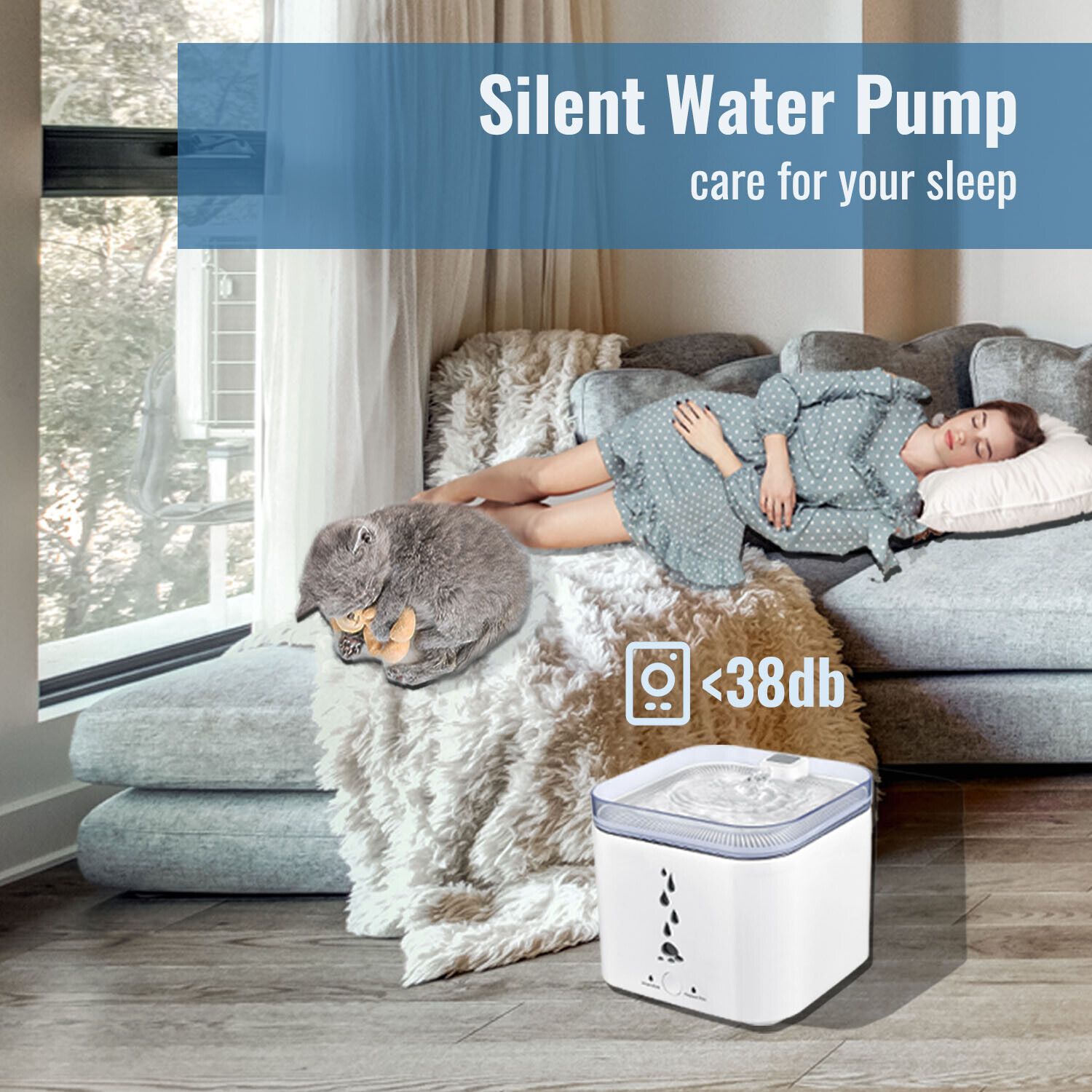 Pet Water Fountain 2.75L Automatic Cat and Dog Water Fountain Water Dispenser