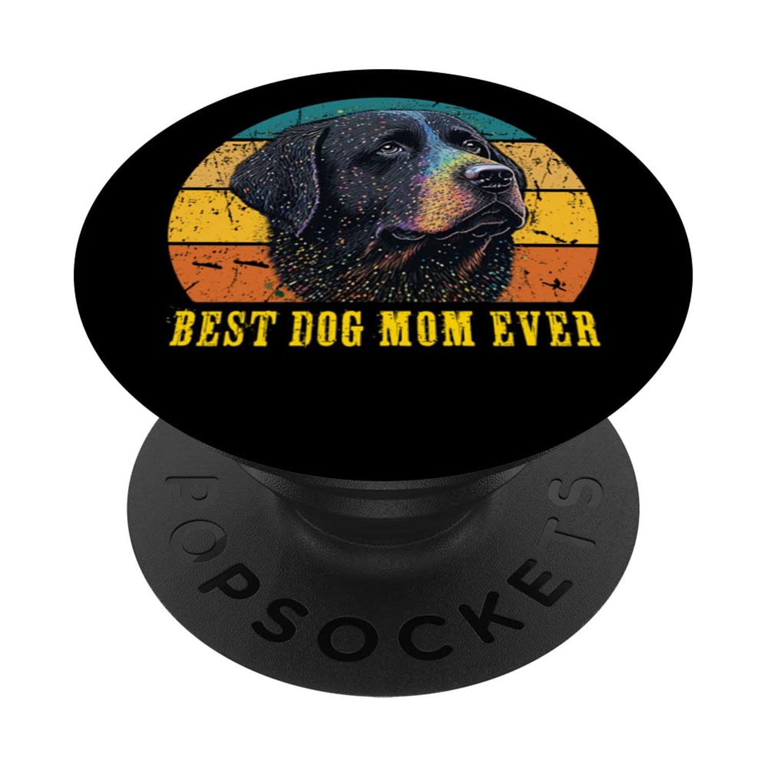 Vintage Best Dog Mom Ever Sunset Retro Flat-Coated dog Mom PopSockets Swappable PopGrip