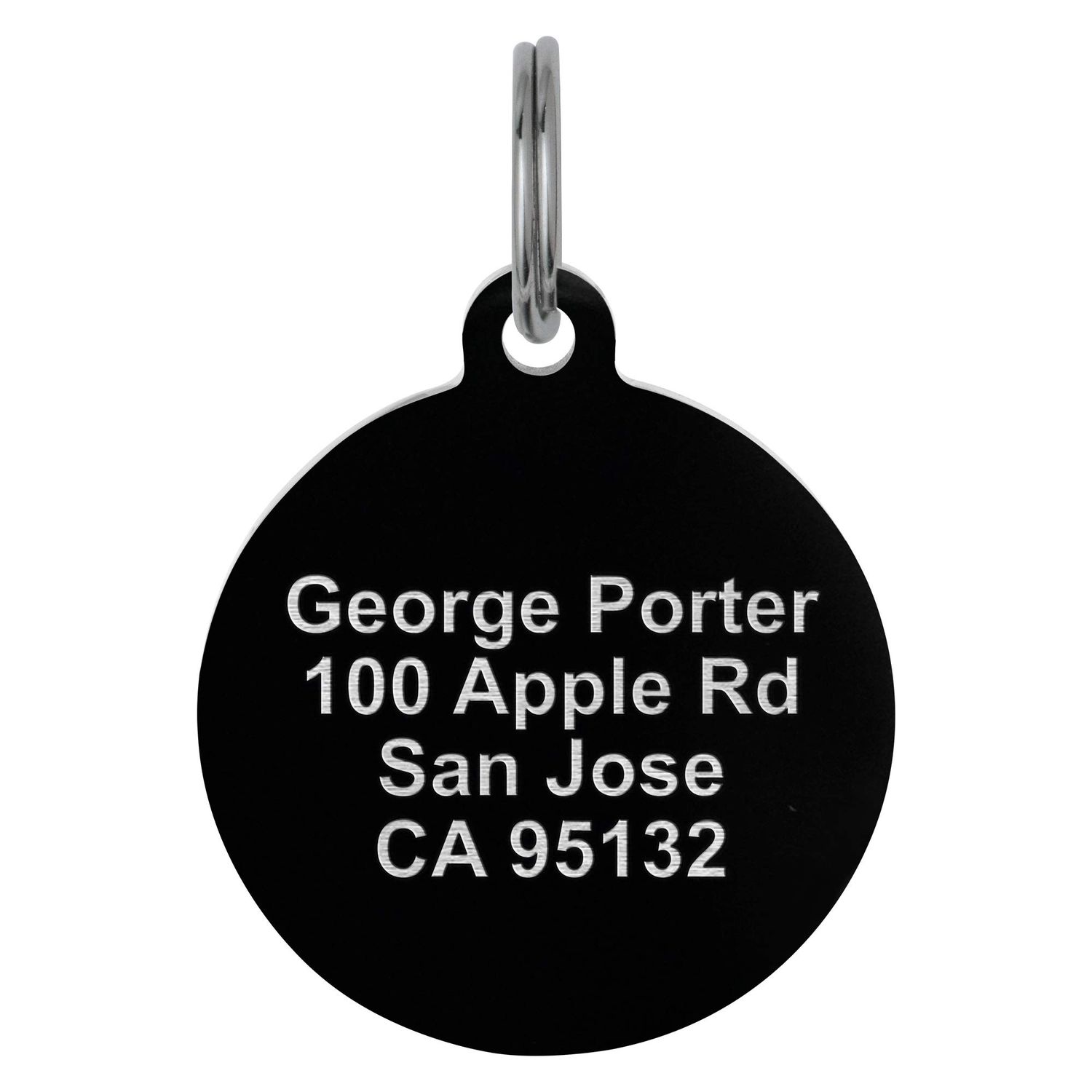 Dreambell Black IP Stainless Steel 25mm Personalized Custom Round Pet Id Tags Dog & Cat with Split Ring