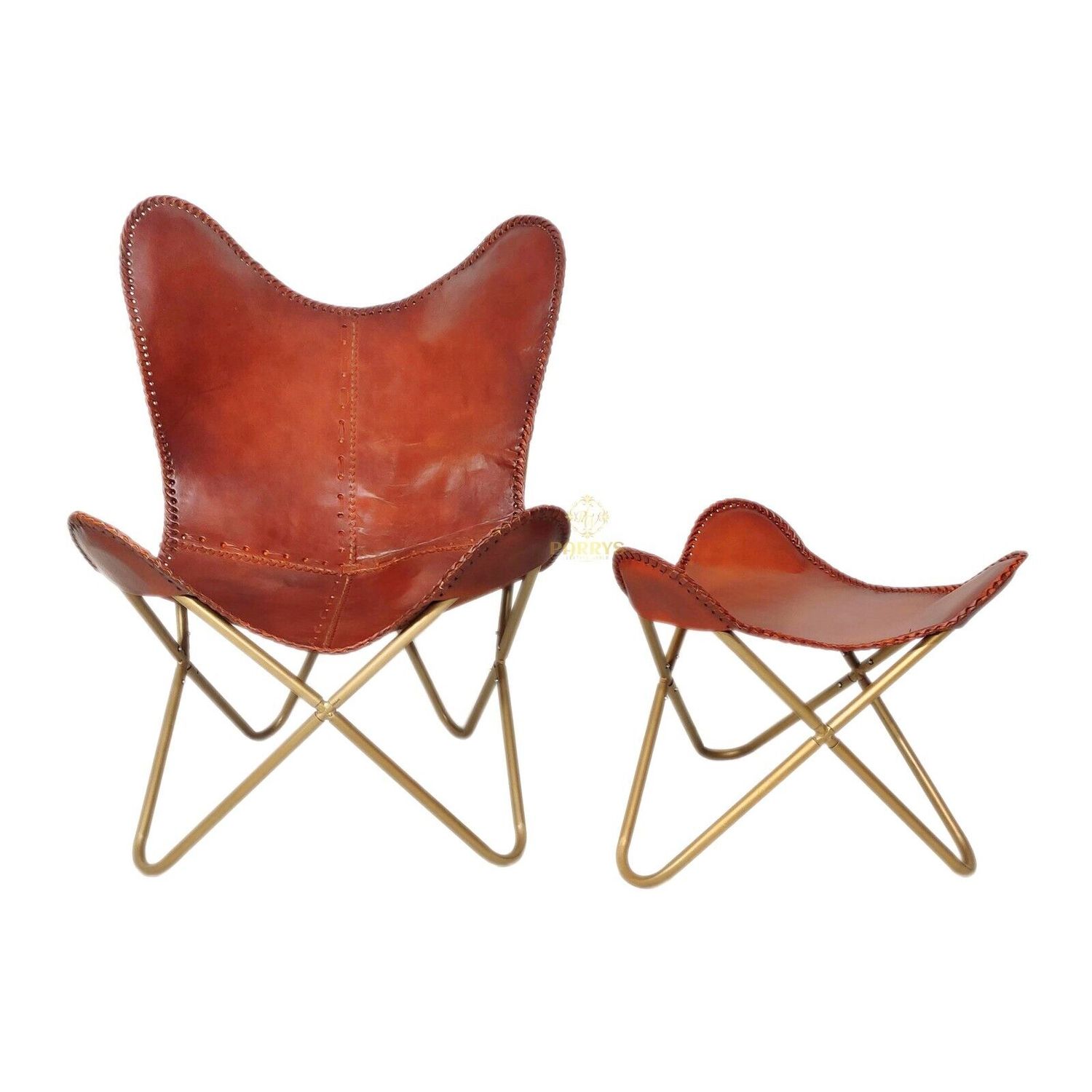 Home & Office Relaxing Leather Butterfly Chair With Ottoman (Footstool)