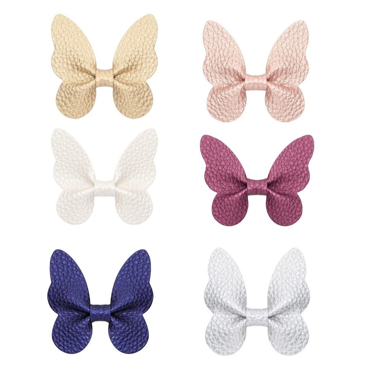 Liasun 6Pcs/set Butterfly Hair Clips Soft Wave Grain PU with Alligator Clips Barrettes Hair Accessories for Baby Girls Kids Children Women(Butterfly Hair Clips)