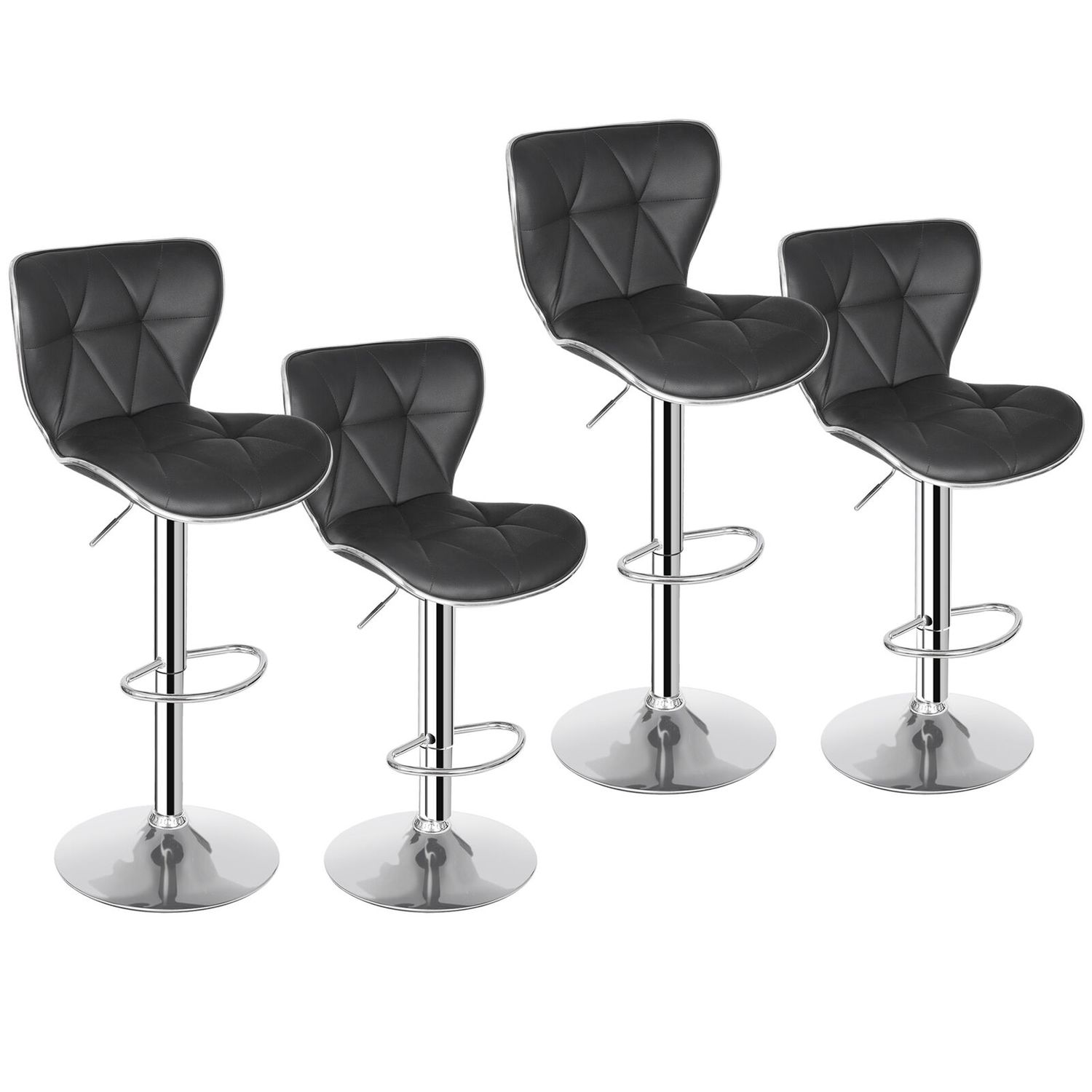 Shell Bar Stools Set of 4 Adjustable Height Swivel Bar Stools Dining Chairs Home