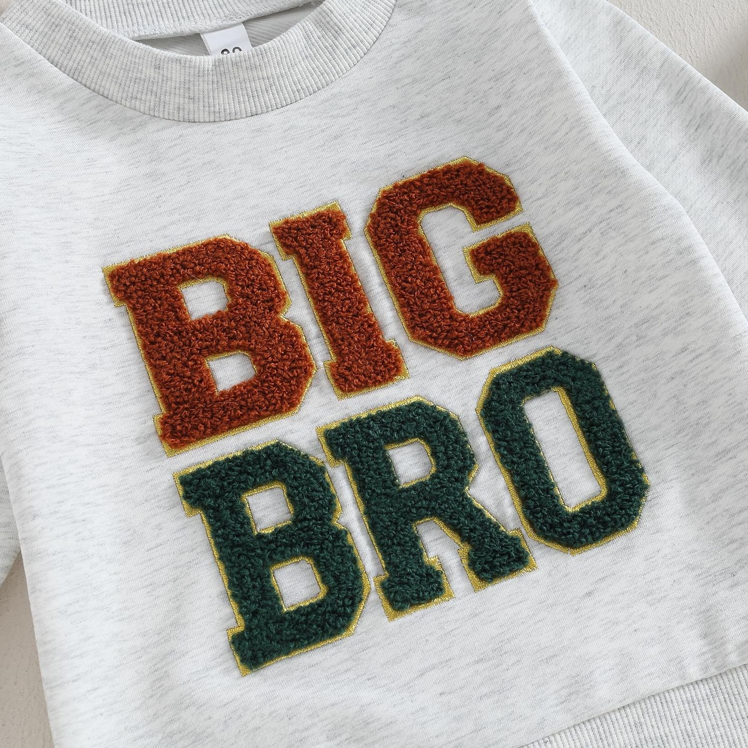 Ursobutegl Toddler Baby Girl Boy Sweatshirt Bubble Romper Pullover Sister Brother Matching Outfits Fall Winter Clothes (gray-big bro, 3-4 Years)