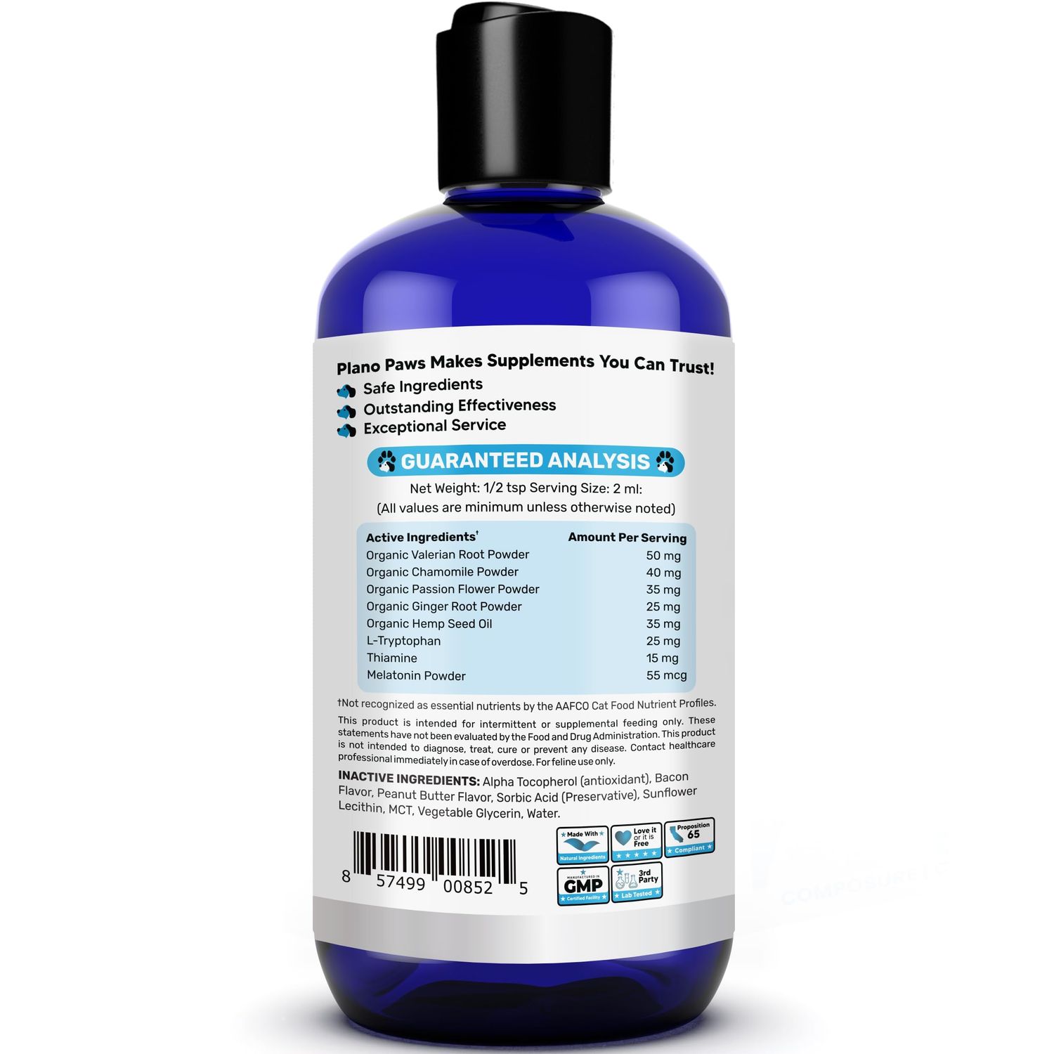 Cat Anxiety Relief 90 Day Supply - Faster Absorption Than Cat Calming Treats - Cat Calming Products for All Ages - Liquid Calming Cat Treats for Sleep Aid - 8 Ingredient Blend + Cat Melatonin