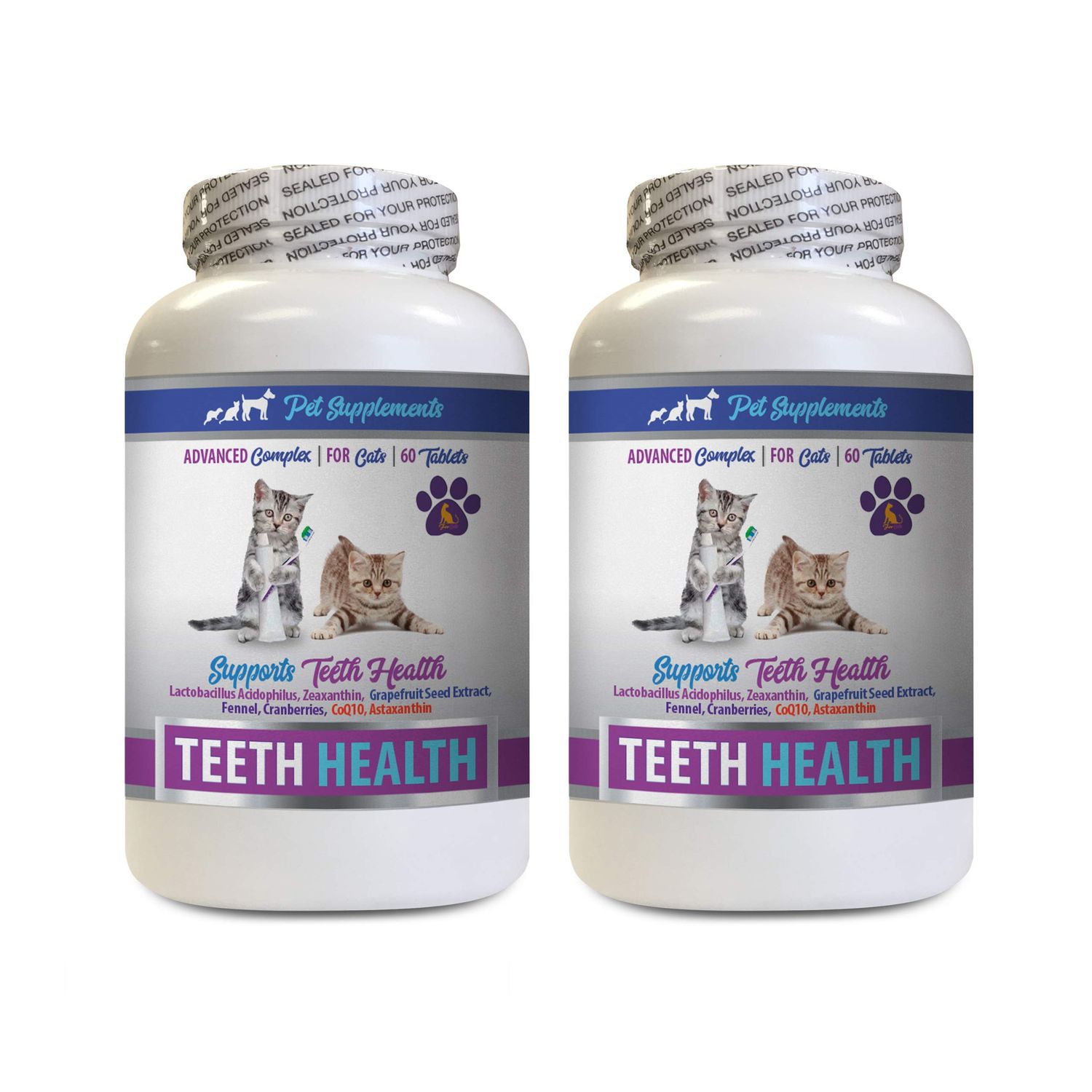 PET SUPPLEMENTS cat Hygiene - CAT Teeth Health - Advanced Mouth Health Complex - Immune Boost - cat Vitamins Senior - 2 Bottles (120 Tablets)