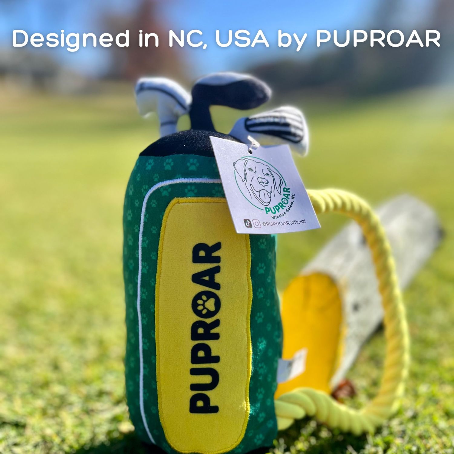 PUPROAR Golf Dog Toy – Funny Dog Toys with Squeaker, Crinkle & Rope, Plush Cute Easter Gift & Fun Birthday Present for Boy & Girl Puppy