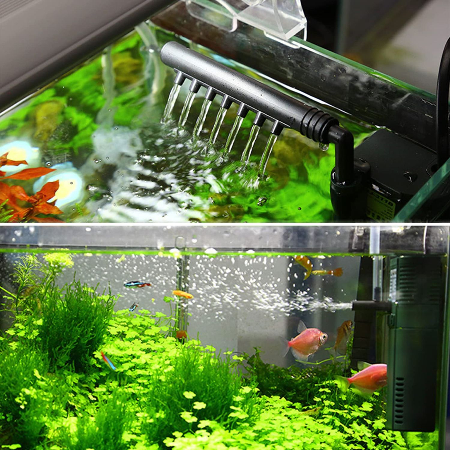 TARARIUM Quiet Betta Fish Filter Aquarium Internal Filter for 2-15 Gallon Fish Turtle Tank Biochemical Small 79 GPH Rain Shower Design 3 in 1 Oxygen Air and Water Pump Multifunctional Submersible