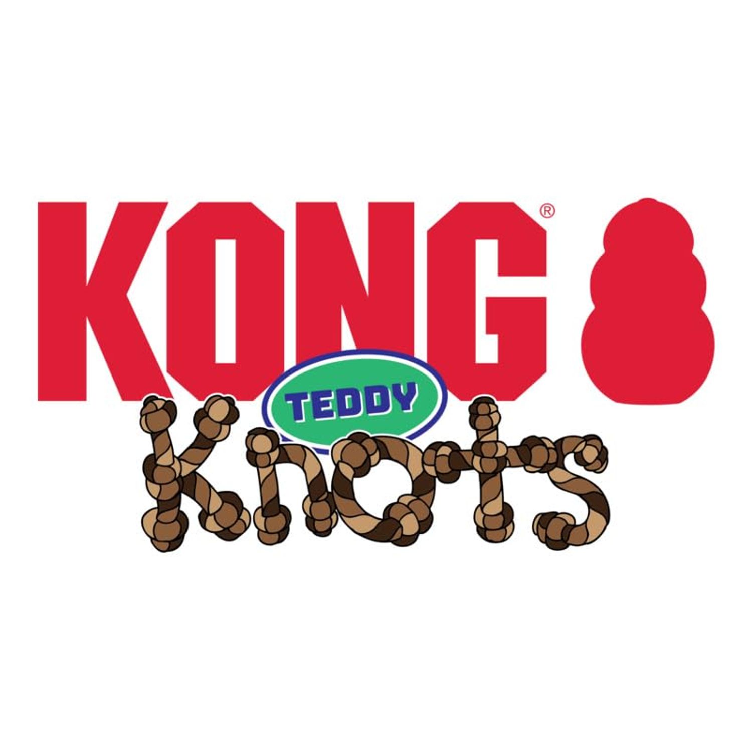 KONG Knots Teddy Bear - Knotted Rope Tummy and Tail - Soft Plush Dog Toy (Medium)