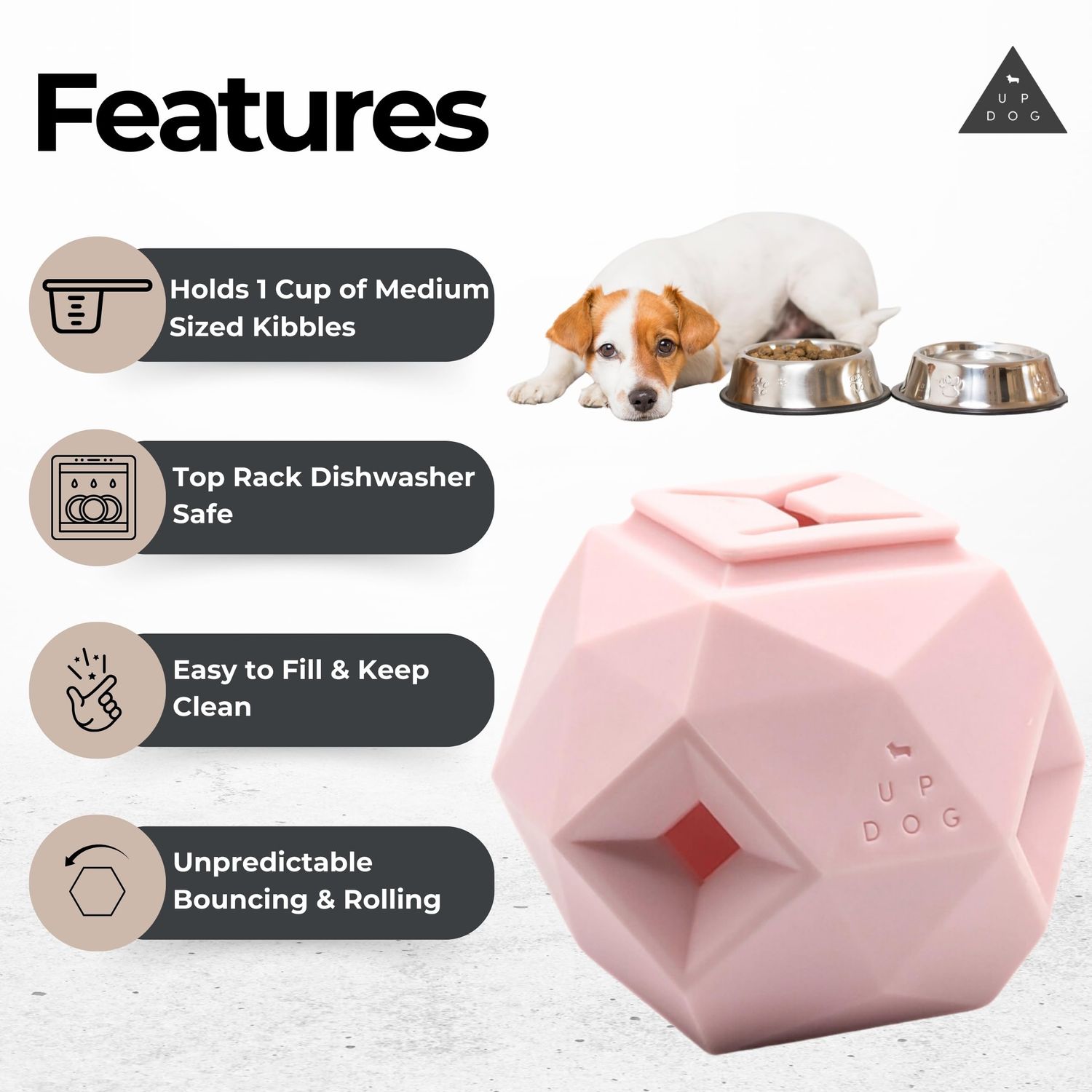 Treat Dispensing Balls for Medium Dogs and Cat Treat Dispenser Toy Interactive for Self-Play Improves Oral Hygiene, Mental Simulation, and Bordem Buster, Simple and Effective Food Toy (3.6 x 3.6 in)