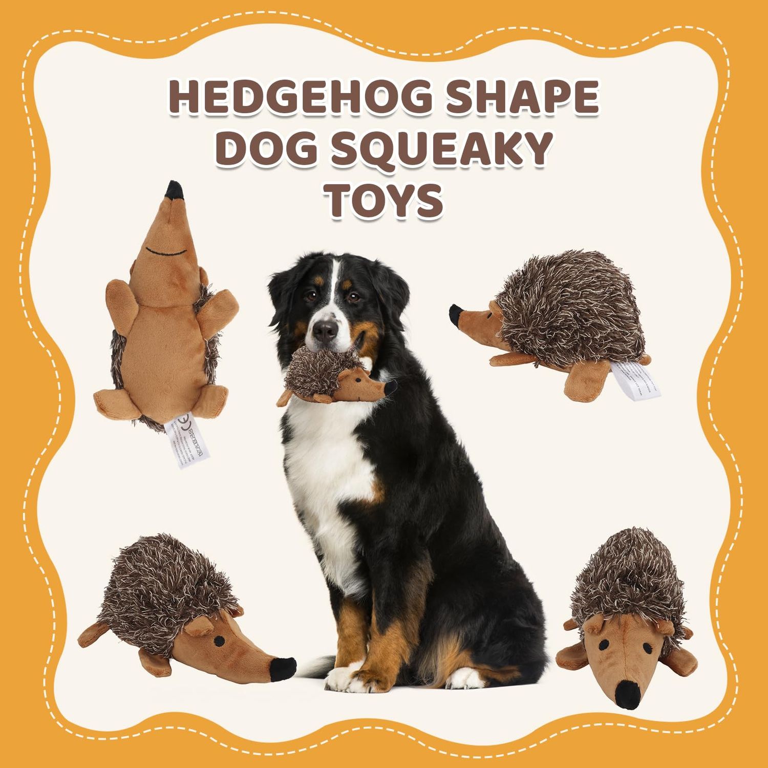 Pilipane Plush Dog Toy, Hedgehog Dog Squeaky Toy, Soft Animal Plush Dog Toothbrush Chew Toy, Interactive Squeaky Hide and Seek Plush Dog Toy,Stuffed Biting Training Playing Toys for Pet Puppy Chewers
