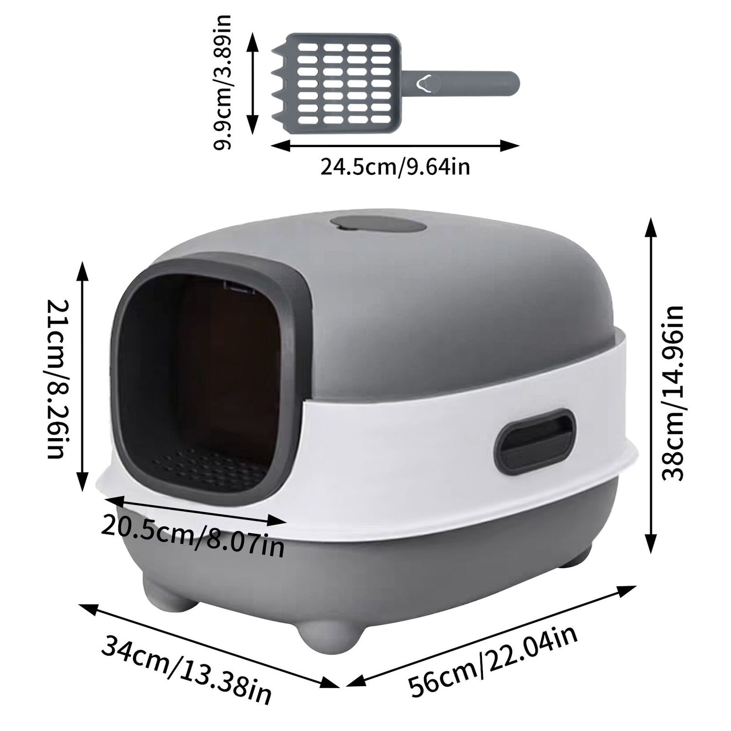 Compact Enclosed Cat Litter Box with Litter Scoop Plastic Cat Toilet Easy Clean