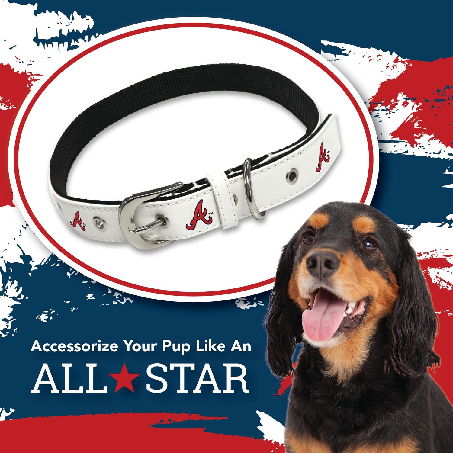 MLB Dog Collar Atlanta Braves New Signature PRO PVC-Leather Premium Pet Collars Extra Tough & Durable! Super Stylish! Size: Large Adjustable 20-29" Length x 1" Width