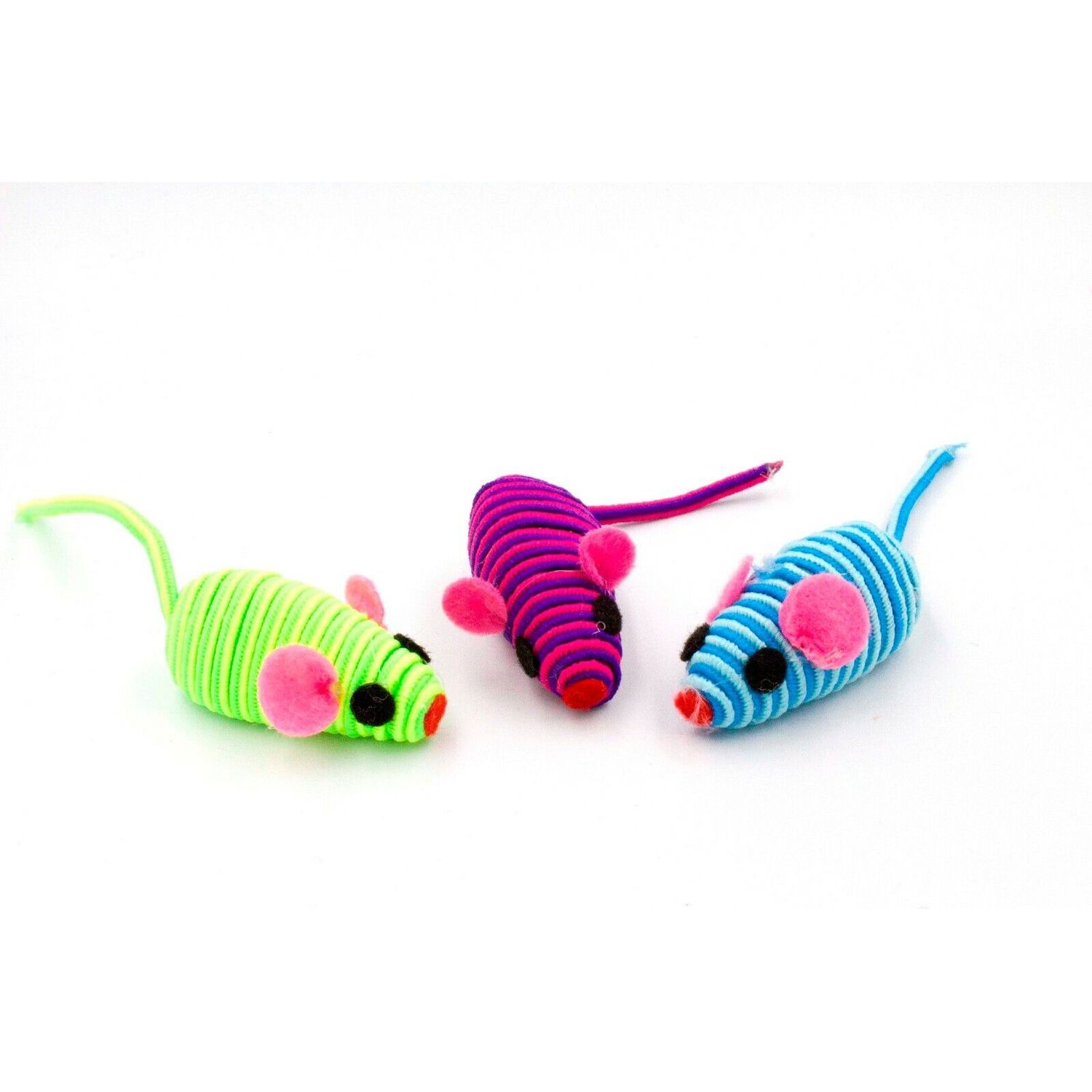 20 Hypno Colorful Mice Rattle Sound Interactive Catch Play Teaser Cat Toy Mouse