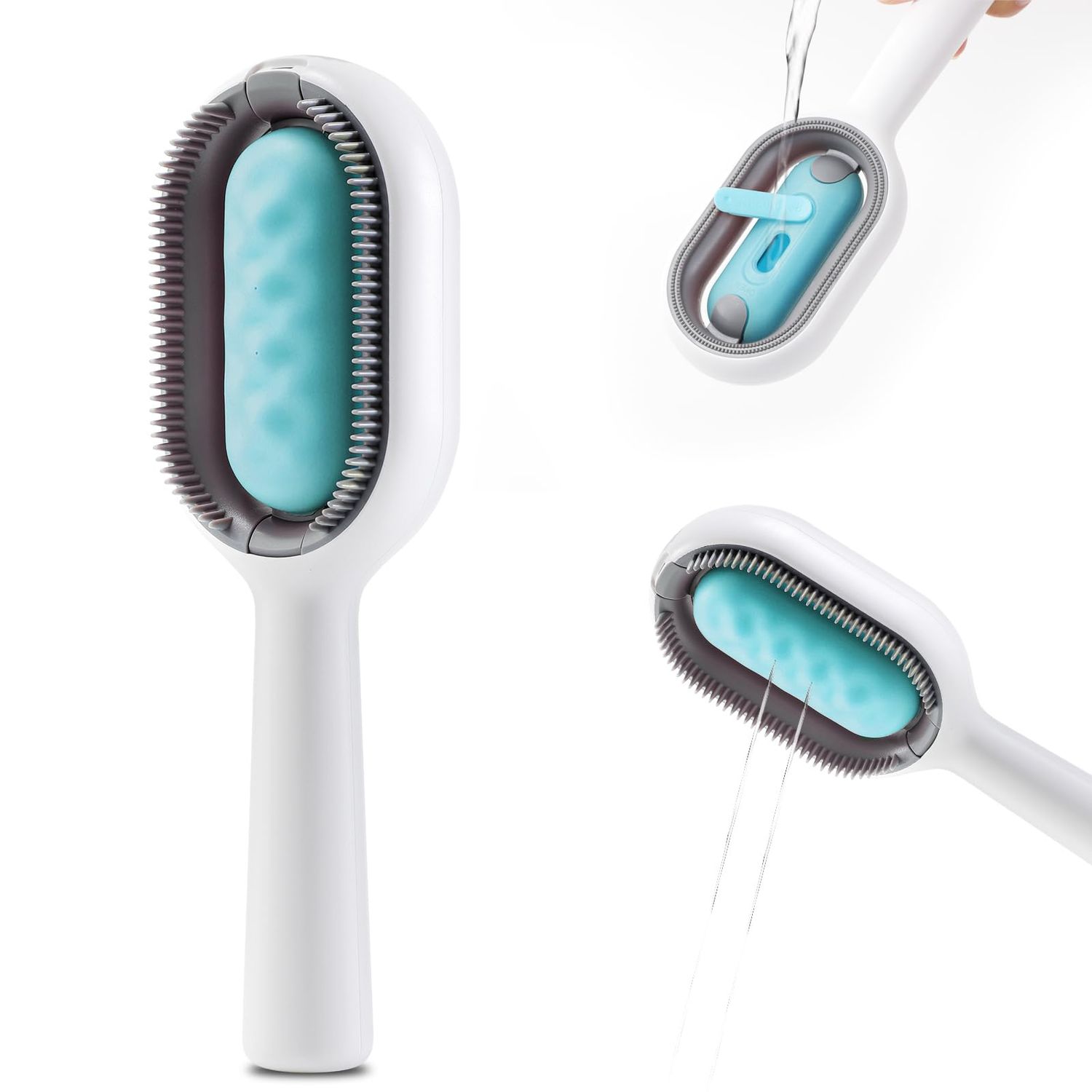 Cat Hair Brush with Water, Sticky Brush 2.0 for Cats, Pet Hair Removal Comb with Water Tank, Wet Cat Comb, 2 in 1 Cleaning Brush Cat, Pet Hair Cleaner Brush for Cats