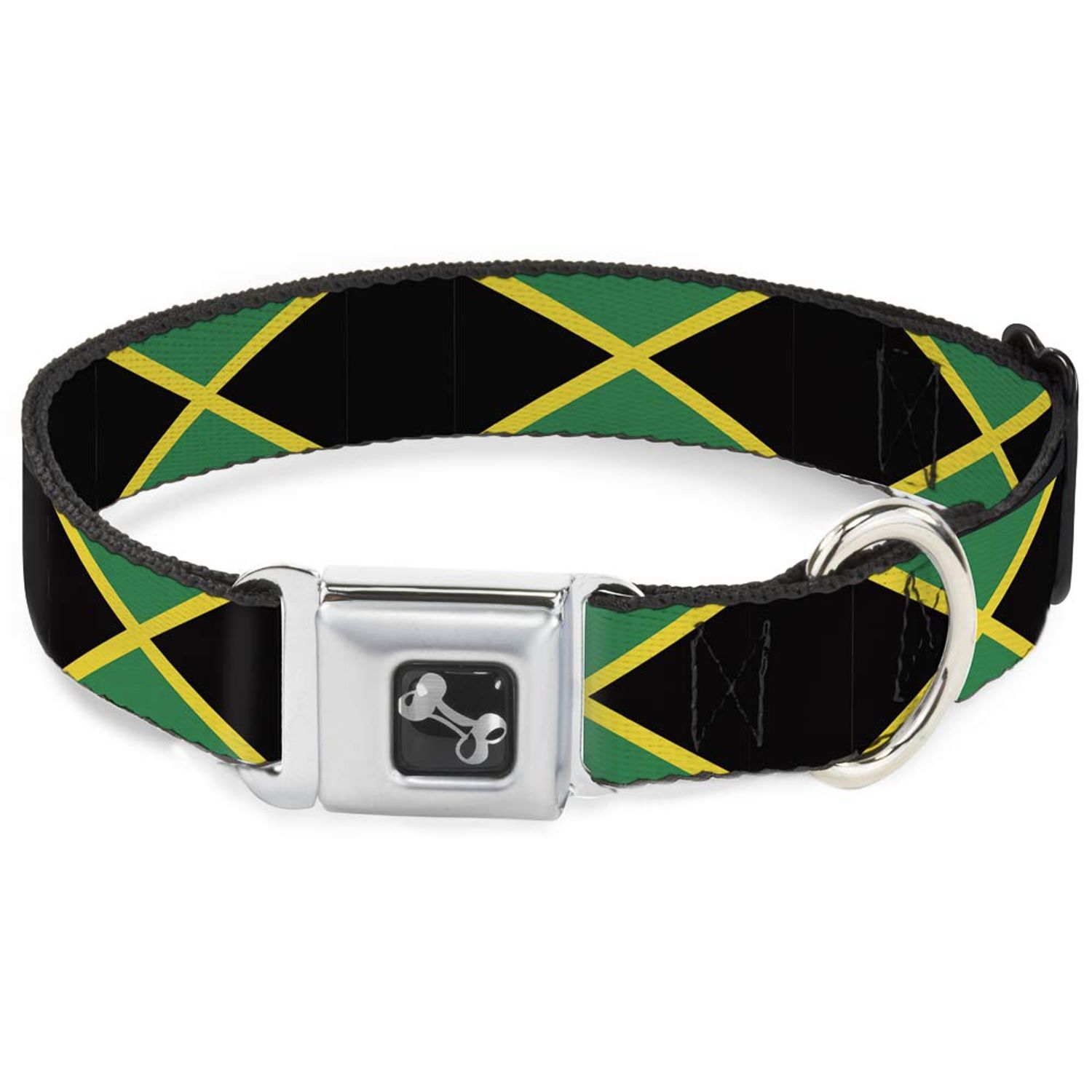 Buckle-Down Dog Collar Seatbelt Buckle Jamaica Flags Available In Adjustable Sizes For Small Medium Large Dogs, 1.5" Wide - Fits 18-32" Neck - Large