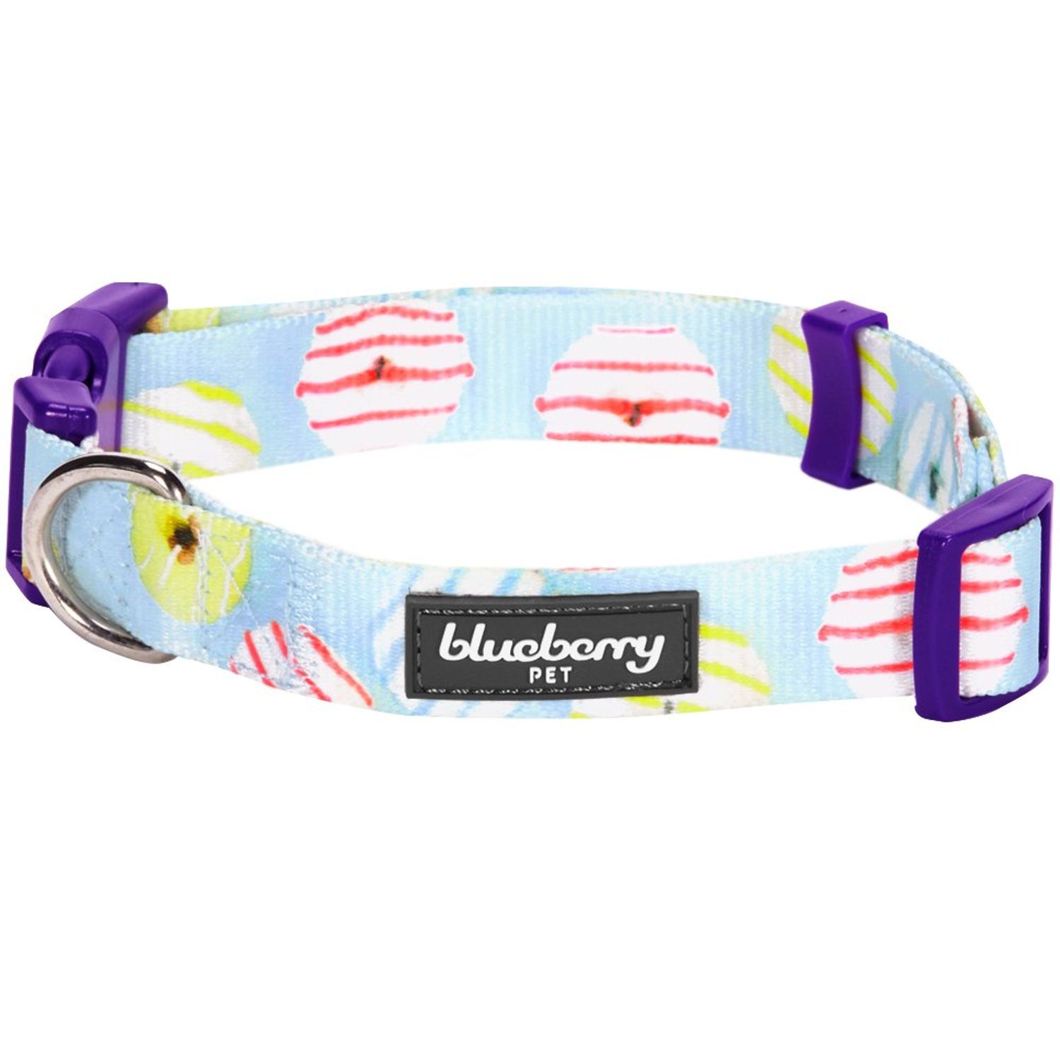 Blueberry Pet Personalized Dog Collars - Donuts Medium Collar with Custom Embroidered Dog Name Tags Personalized, Adjustable Dog Collar with Name and Phone Number, Eco-Friendly Buckle