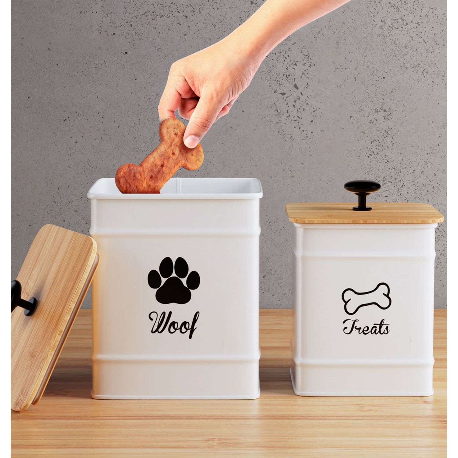 Dog Treat Container Airtight Set of 2 - 8x6" & 7x5" Dog Treat Jars with Lids Airtight - Dog Treat Jars for Kitchen Counter - Dog Treat Canister - Big Dog Cookie Jar Dog Treat Jar - Pet Treat Container