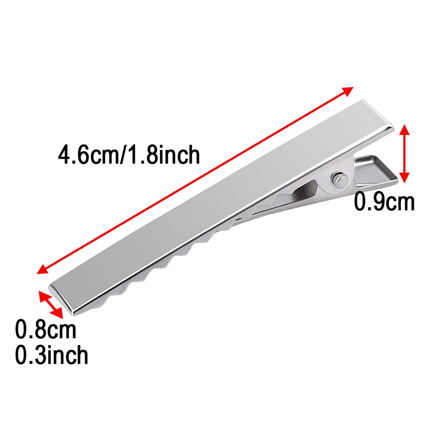 20pcs Hair Clips 304 Stainless Steel Styling Hair Clips, Alligator Curl Clips, Single Prong Hair Clip for Women Girls Thick Hair Sectioning, Salon, Bows DIY (Square 4.6cm 20pcs Silver)