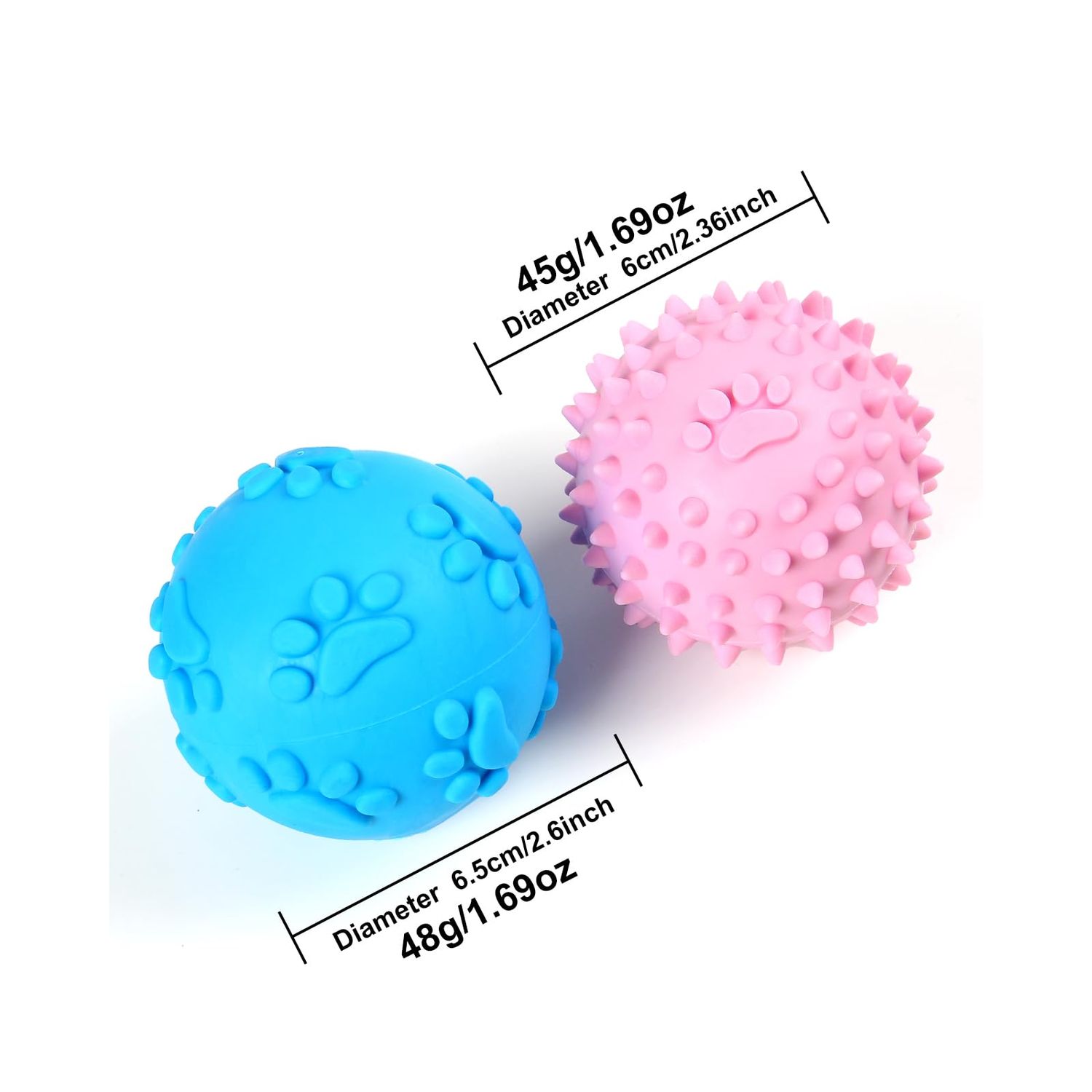 Bestdoggo Puppy Ball Small Dog Toys - 2 PCS Squeaky Dog Toys, Blue Giggle Ball Dog Toy for Puppies, Pink Puppy Teething Chew Toys, Interactive Dog Toys for Small Dog, Small Dog Fetch Ball for Boredom