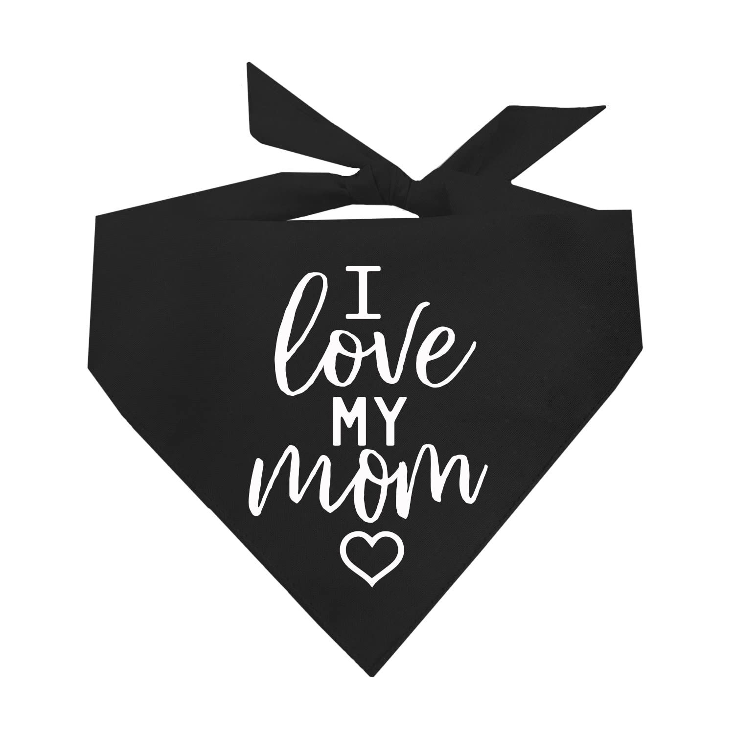 I Love My Mom Valentine's Day, Mother's Day Dog Bandana (Black, XS 177)