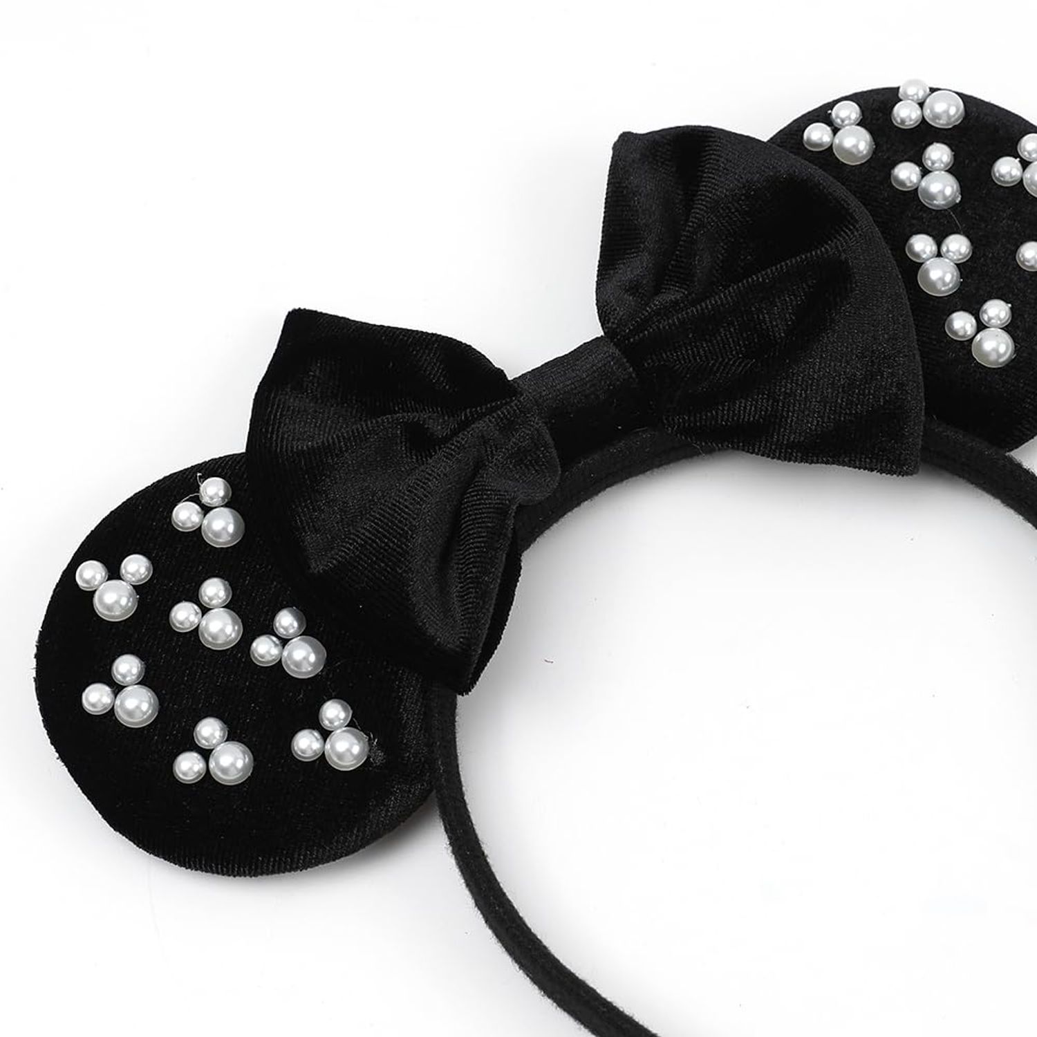 JIAHANG Mouse Ears Headband with Velvet Bow, Black Party Decoration Costume Headwear Hair Accessories for Women Girls