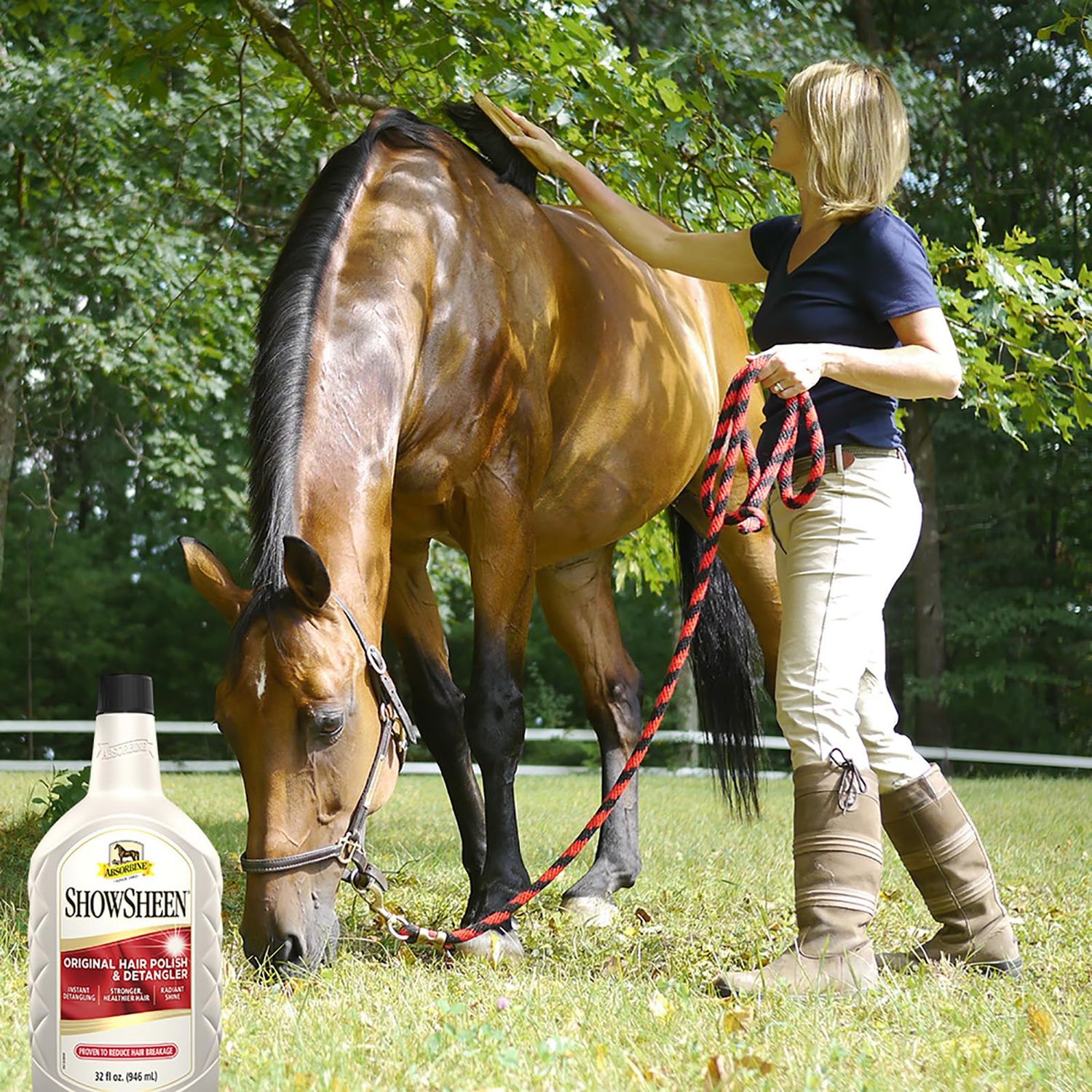 Absorbine ShowSheen Hair Polish & Detangler 32oz Refill Bottle, Horse and Dog Coat, Mane and Tail, Instant Detangling & Reduces Hair Breakage for Healthy Grooming & Radiant Shine