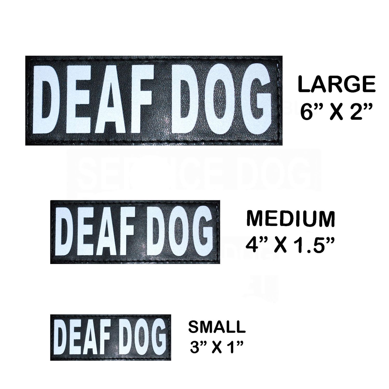 Doggie Stylz Set of 2 Reflective Deaf Dog Removable Patches with Hook Backing for Working Dog Harnesses & Vests. Durable and Interchangeable - Comes in 3 Sizes Small, Medium and Large