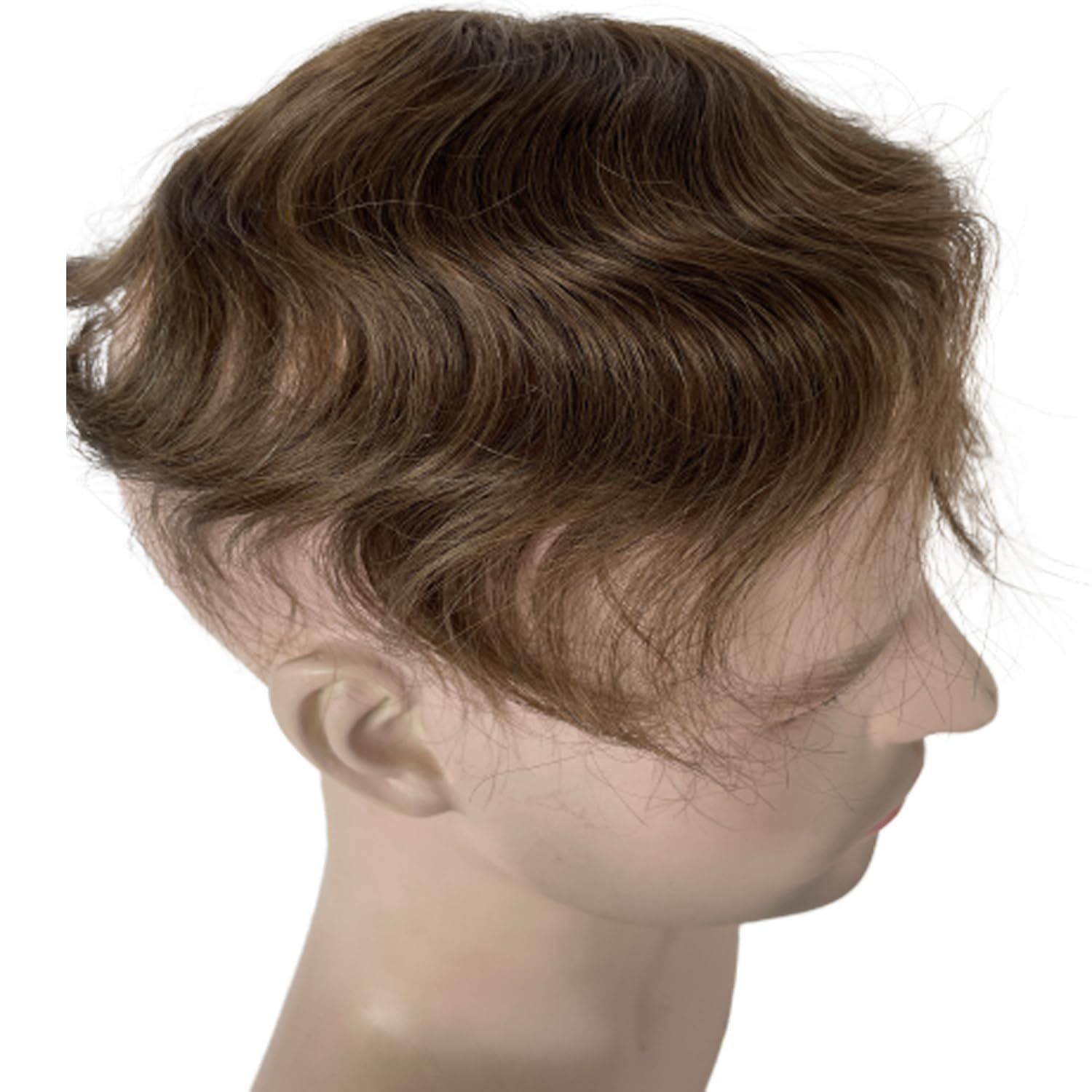 Voloria Bald Spot Hair Patch Toupee for Men 3.15x3.15inches Full PU Skin Base Cover-up Hair Patches Pieces Human Hair Topper Reaplcement Systems Hairpiece (#4 Light Brown Color)