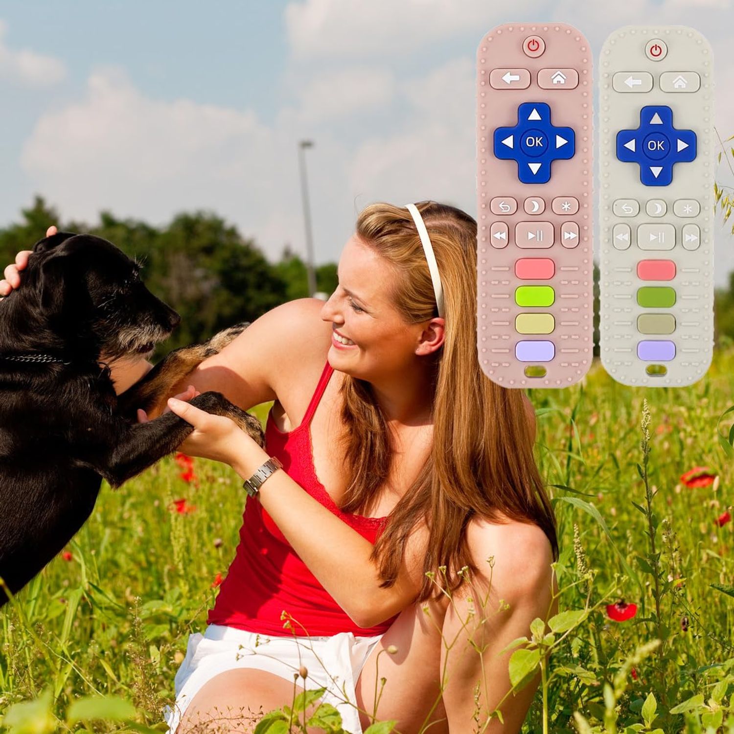 HAISENGO 2 PCS Dog Teething Toys Dog Chew Toys TV Remote Remote Control Shape Teether for Dog Training and Cleaning Teeth Interactive Dog Toys for Small Medium Dogs