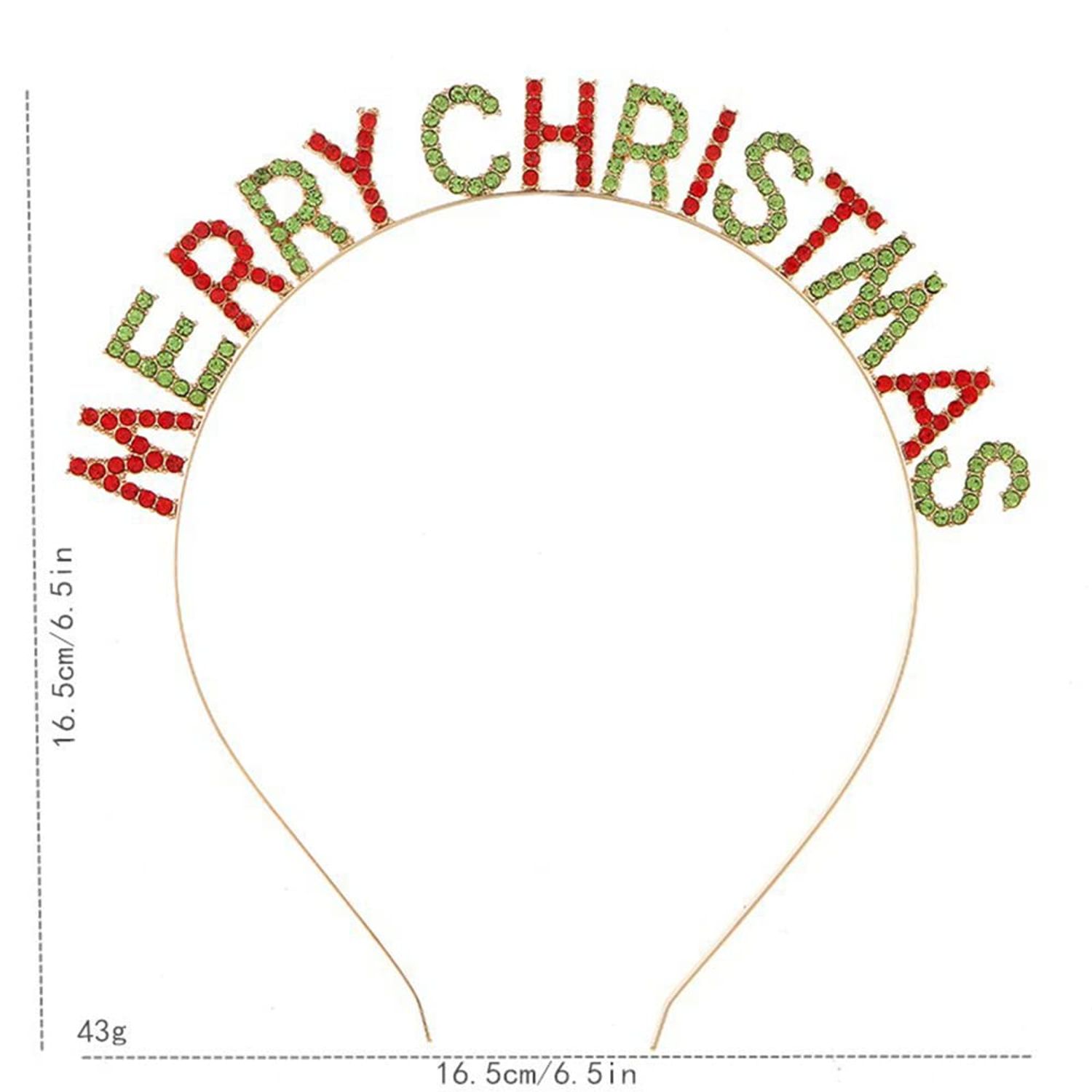 Merry Christmas Headbands,Sparkly Xmas Hair Hoops Costumes Holiday Party Tiara Letter Headdress for Women Girls (Red+Green)