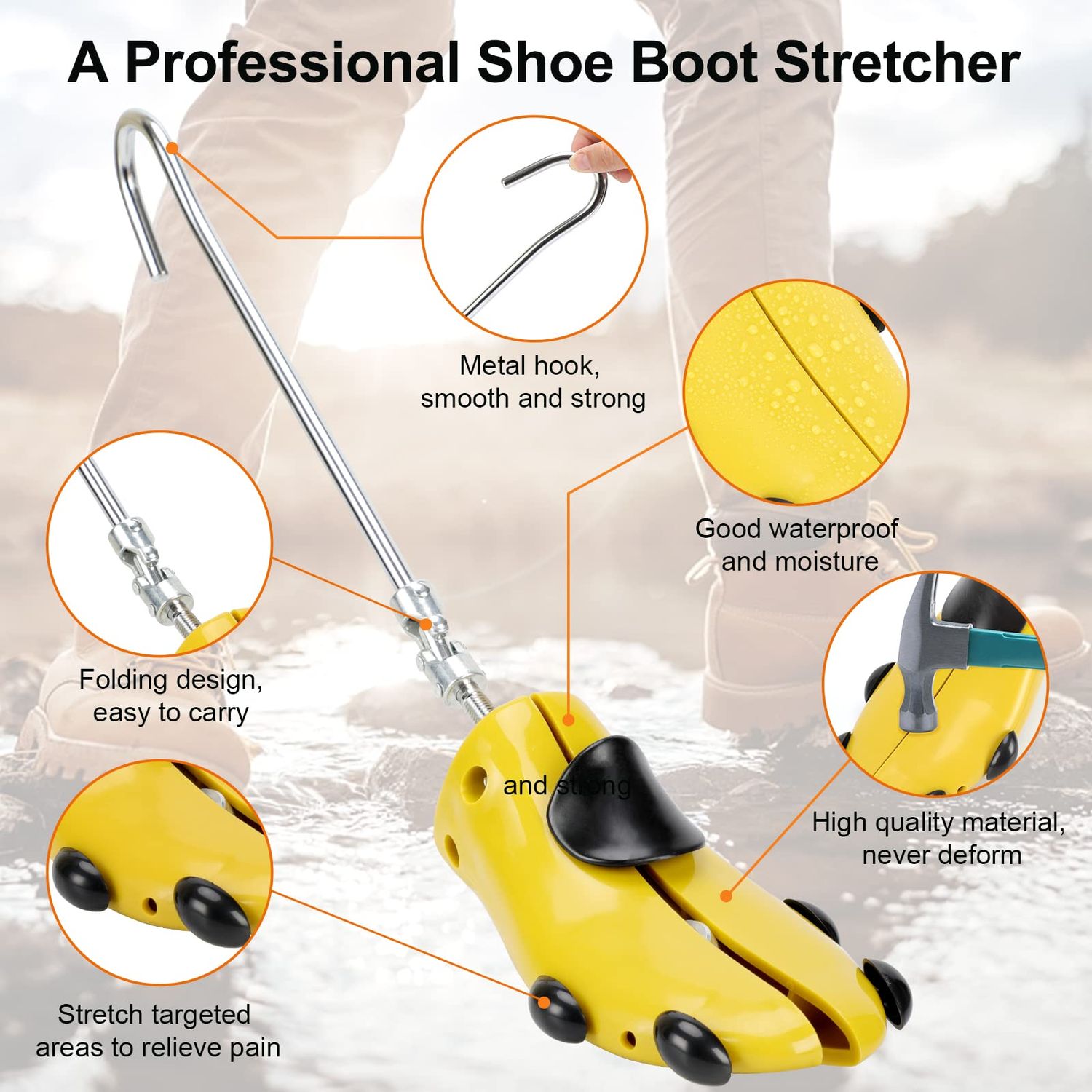 Exshoiu Shoe Boot Stretcher for Cowboy Boots, Shoe Boot Expander for Wide Feet, Pair of Boot Widener Stretcher for Men