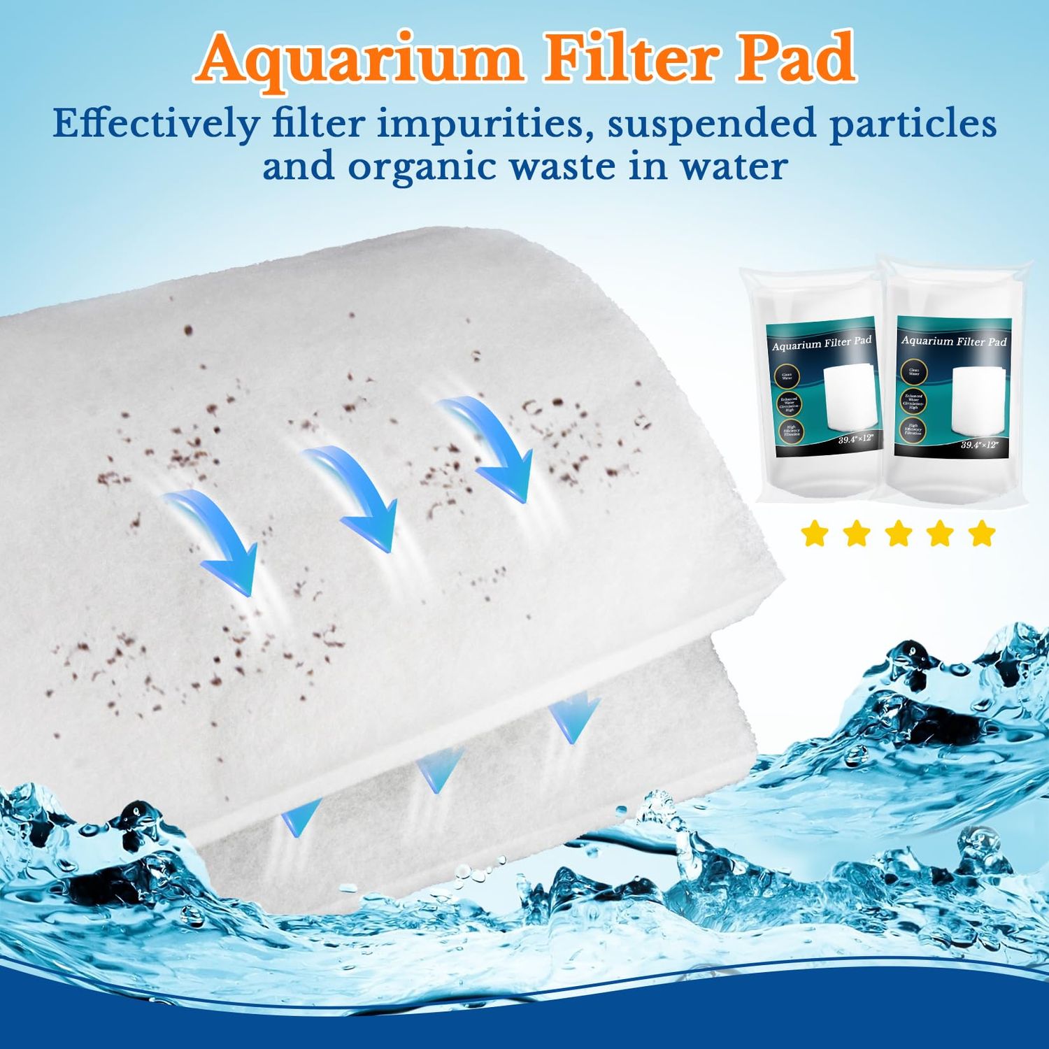 MAQIHAN Aquarium Filter Pad - Aquarium Filter Media,39.4 x 11.8in Media Roll for Fish Tank, Ponds,Garden, Saltwater,Fershwater,Plant, Trutle(White)