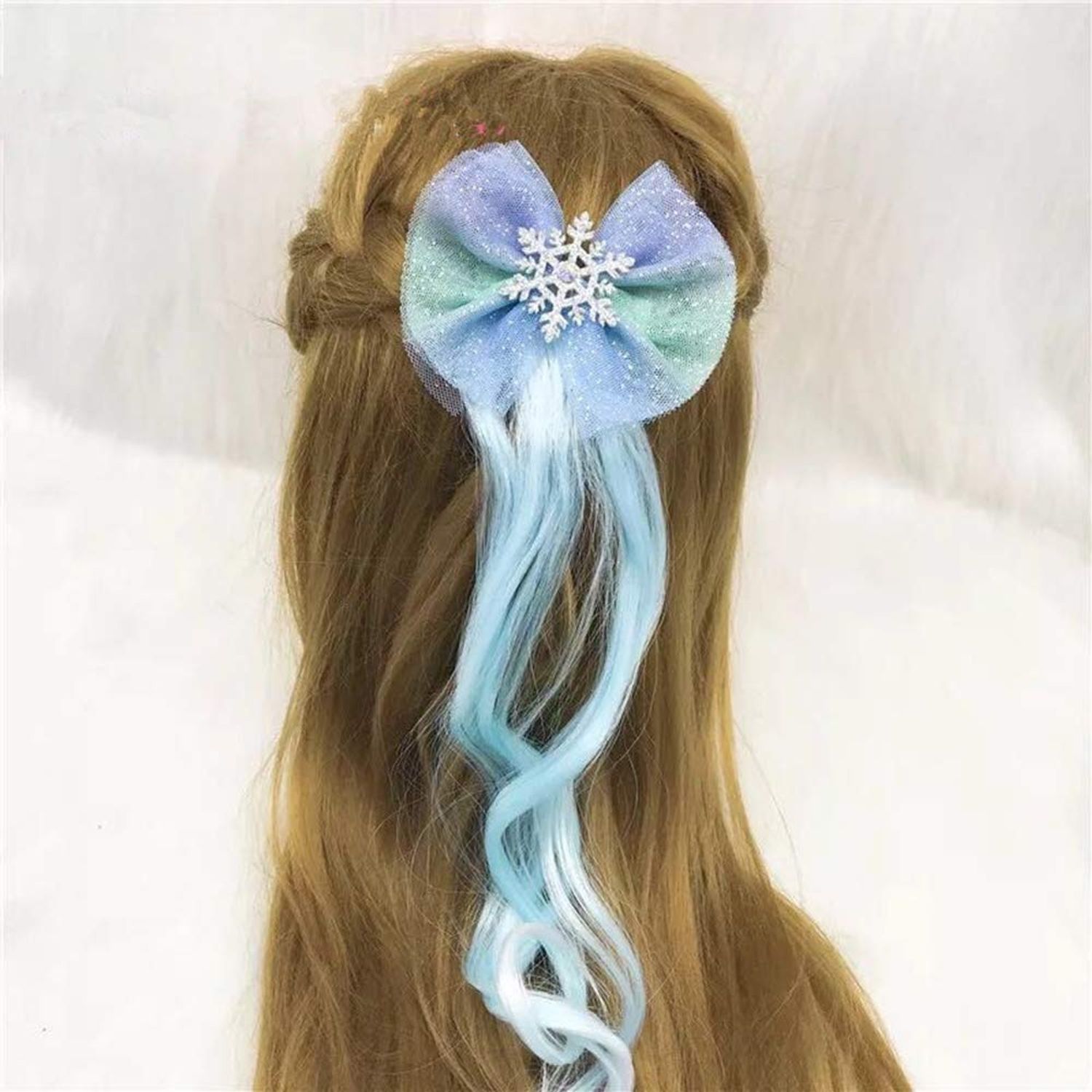 Princess Elsa Wig Frozen Elsa Braid with Princess Tiara Necklace Gloves Princess Elsa Dress Up Costume Cosplay Accessories for Kids Girls