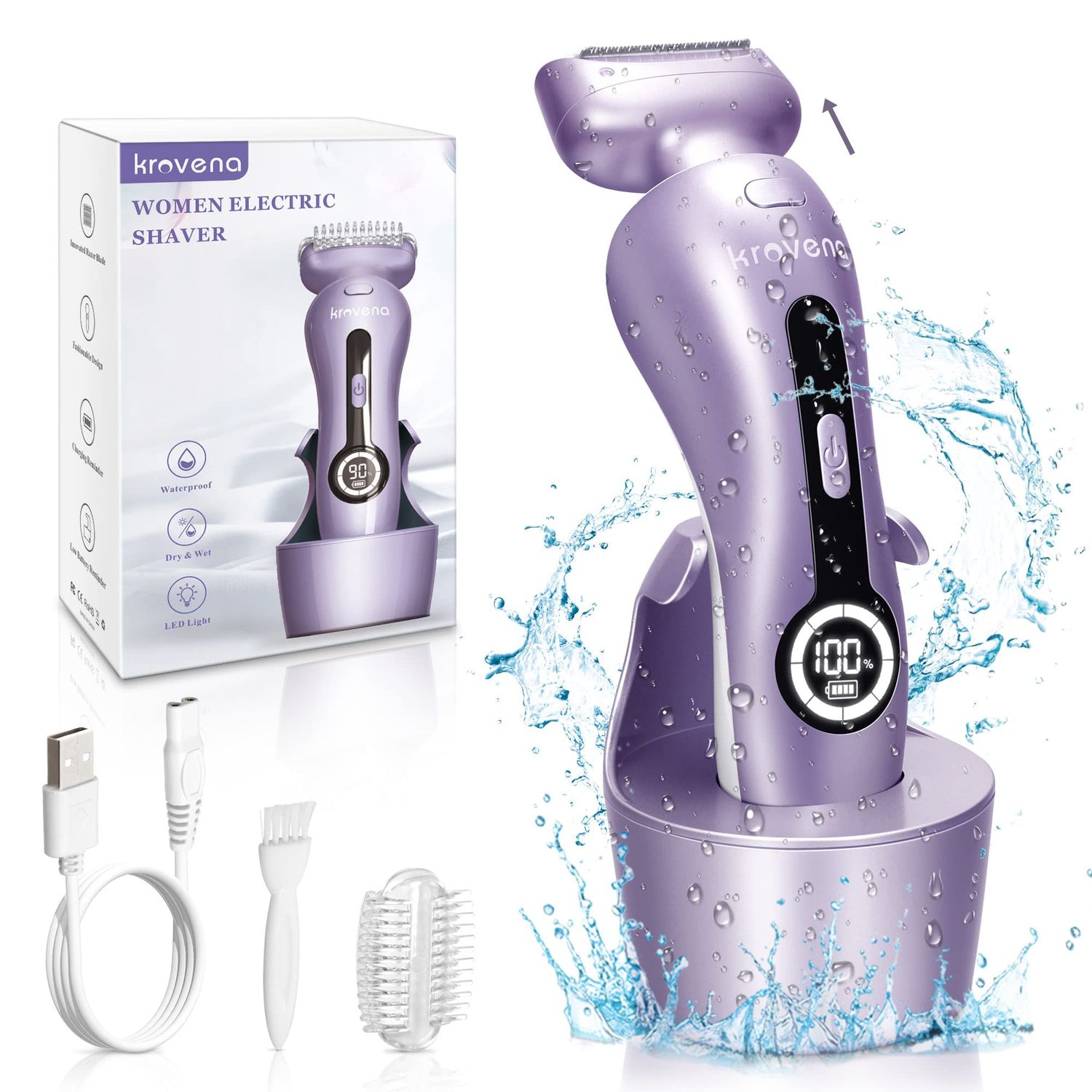 Electric Shaver for Women Best Electric Razor for Womens Bikini Legs Underarm Public Hairs Rechargeable Trimmer with Detachable Head Cordless Wet Dry Use
