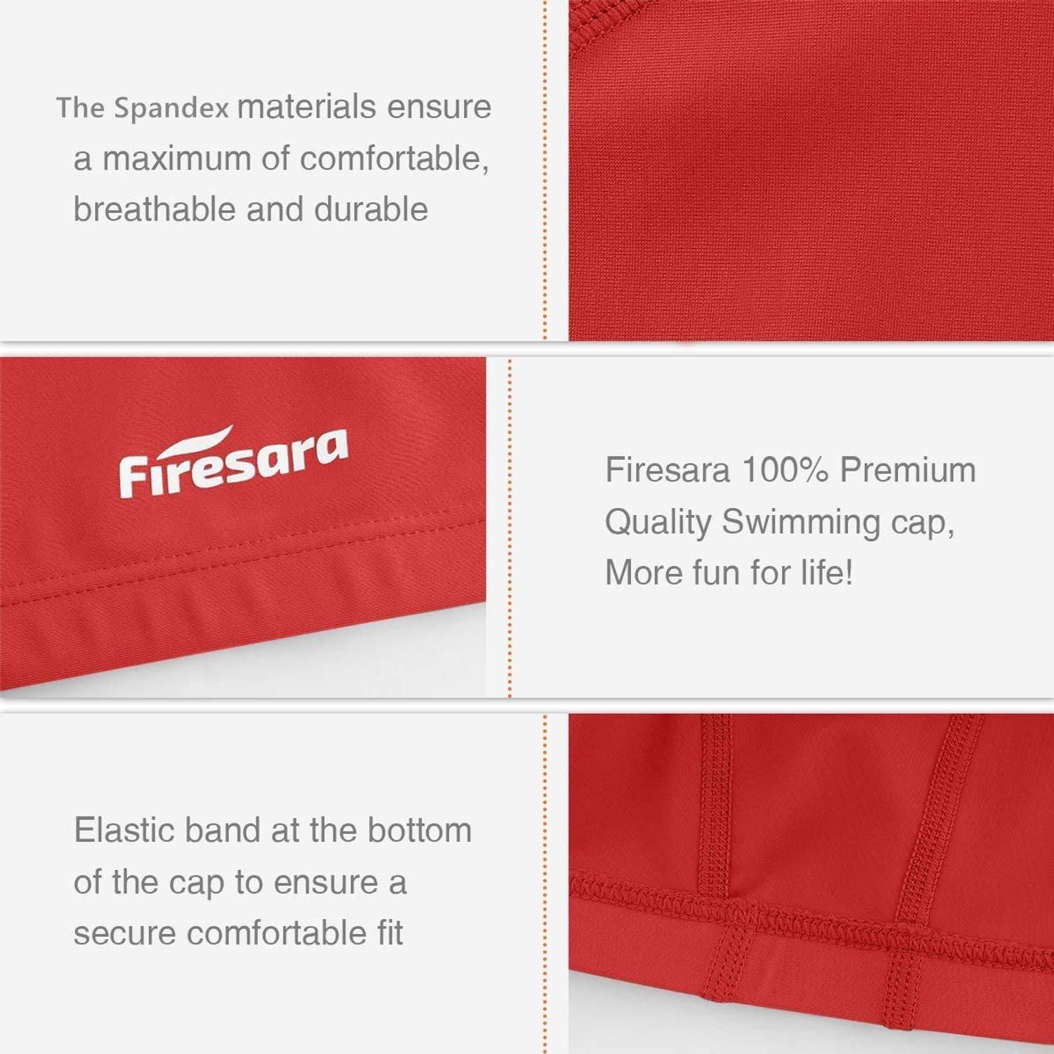 Firesara Fabric Swim Cap, High Elasticity Swimming Cap Keeps Hair Clean Breathable Fit Both Long Hair Short Hair, Swim Caps Woman Girls Men Kids One Size Hat