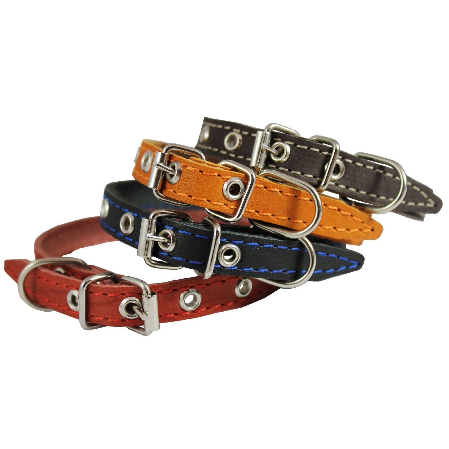 Brown Real Leather Dog Collar 9.5"-13" Neck Size, 1/2" Wide Yorkshire Terrier, Puppies