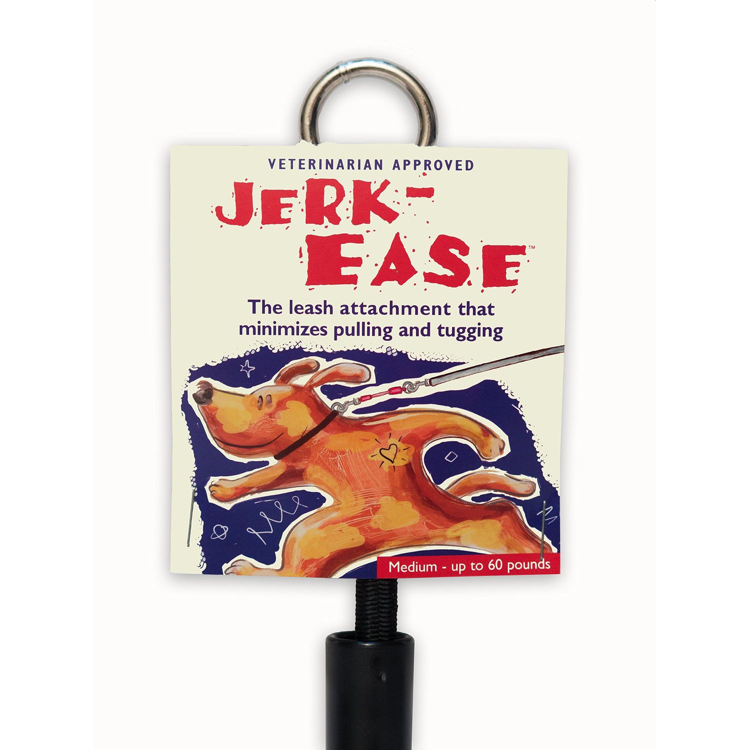 JERK-EASE Patented Shock Absorber Bungee Dog Leash Attachment, Medium (up to 60 pounds), Black
